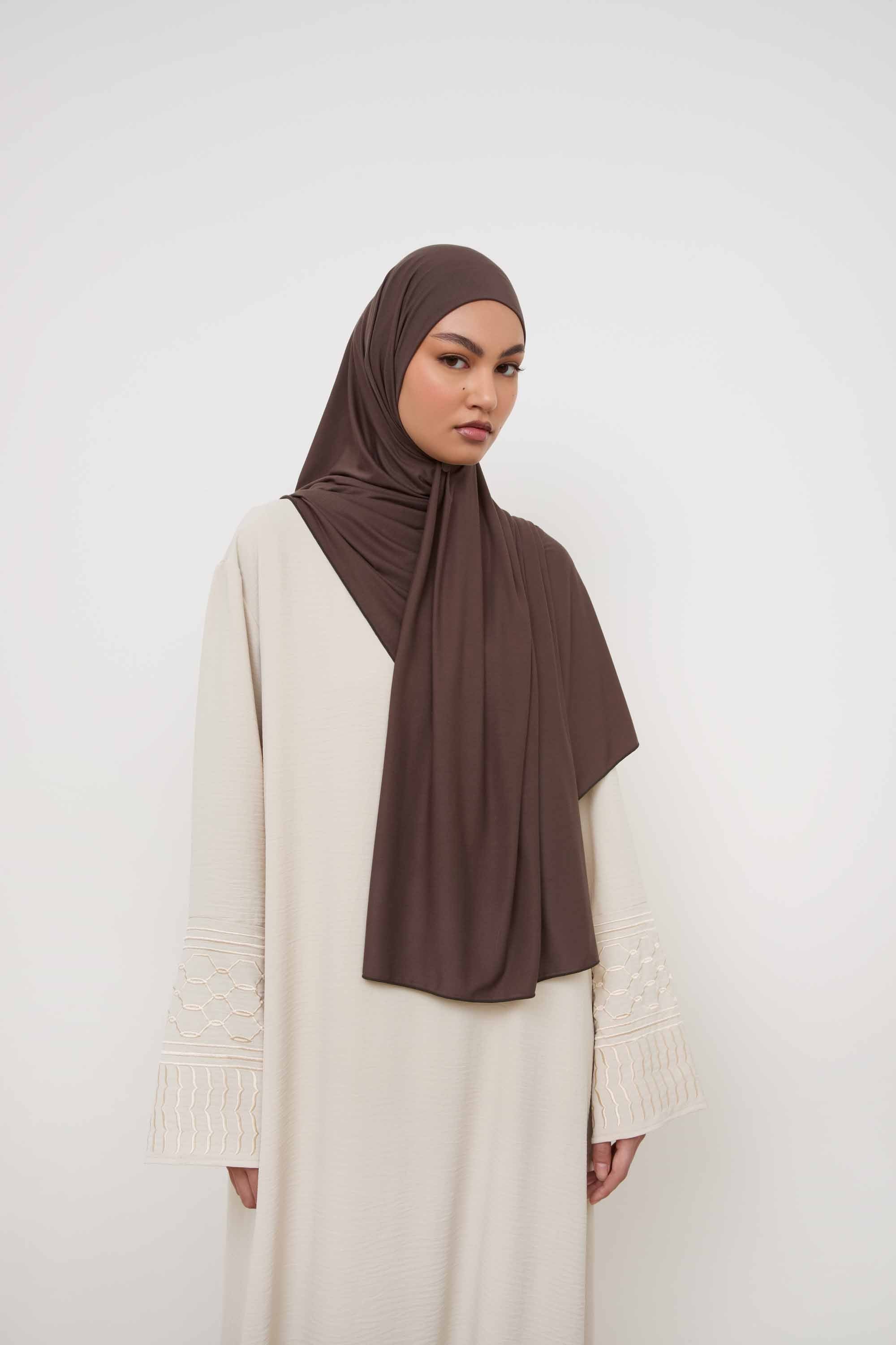 Bamboo Jersey Hijab - Dark Truffle Hijabs Veiled 