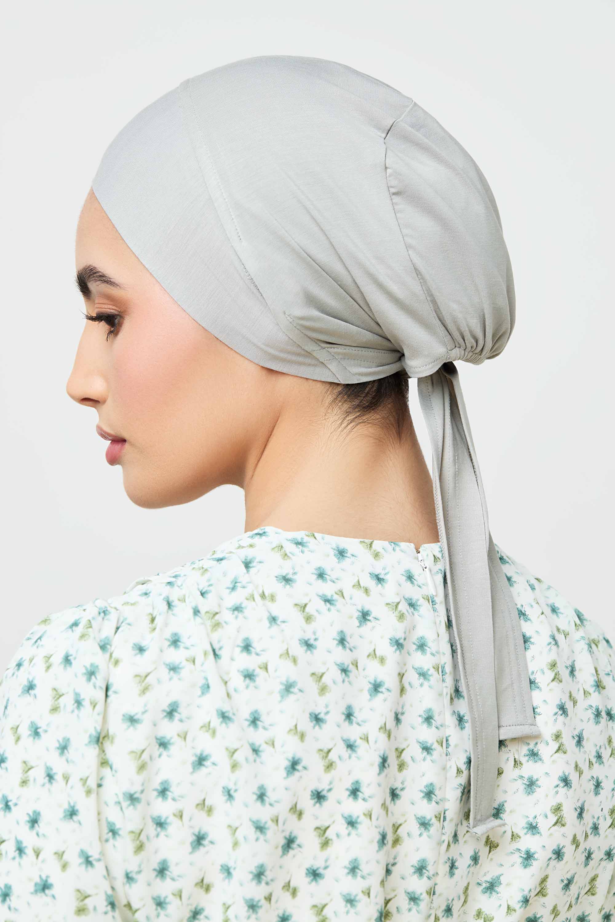 Bamboo Jersey Silk Lined Tie Back Undercap - Shadow Veiled 