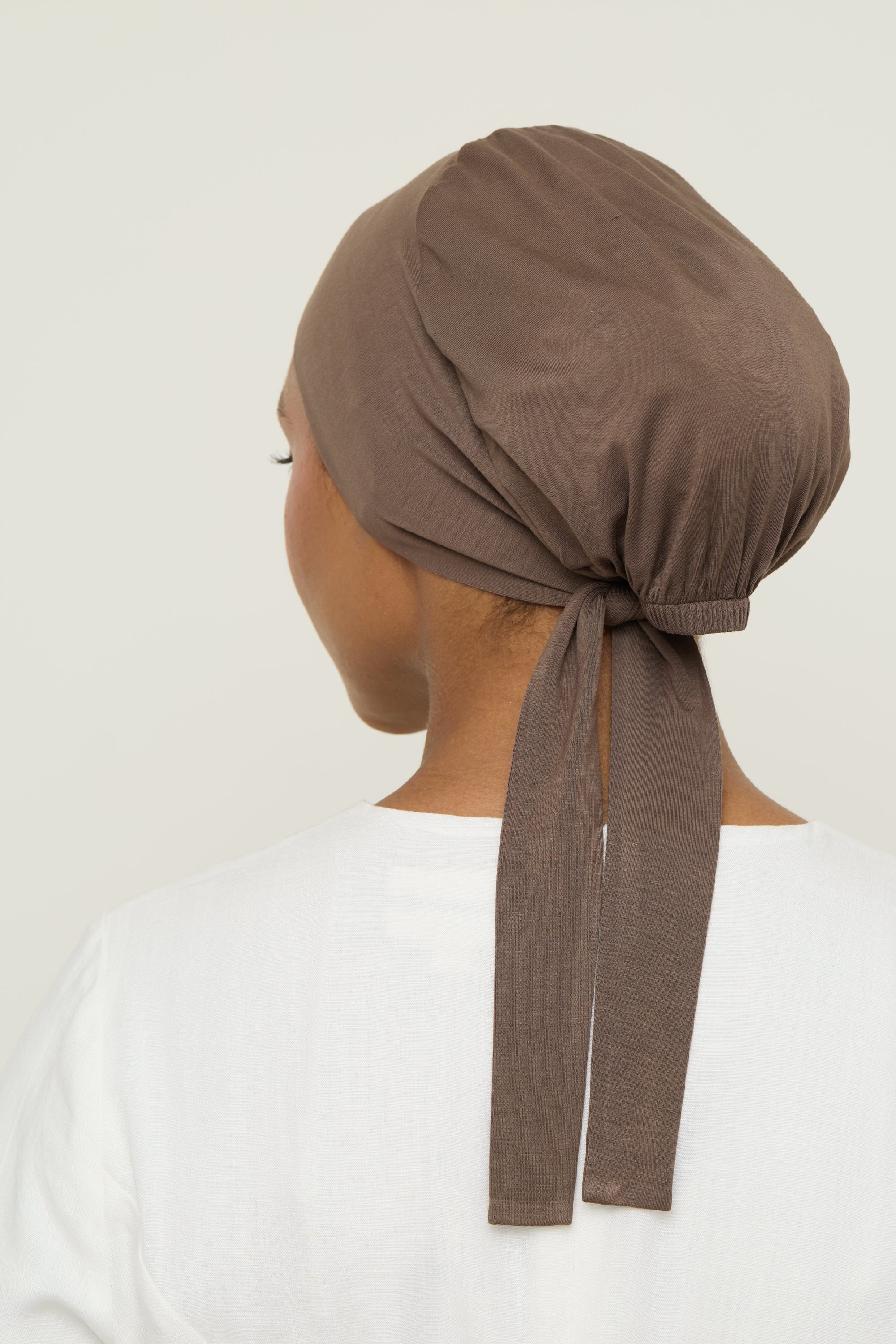 Bamboo Jersey Tie Back Undercap - Coffee Quartz Undercap Veiled 