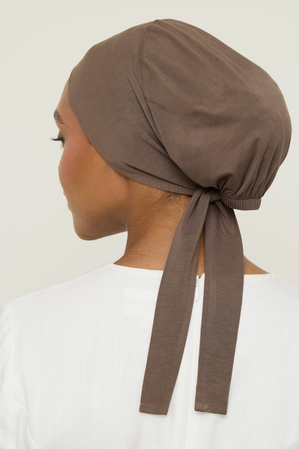 Bamboo Jersey Tie Back Undercap - Coffee Quartz Undercap Veiled 