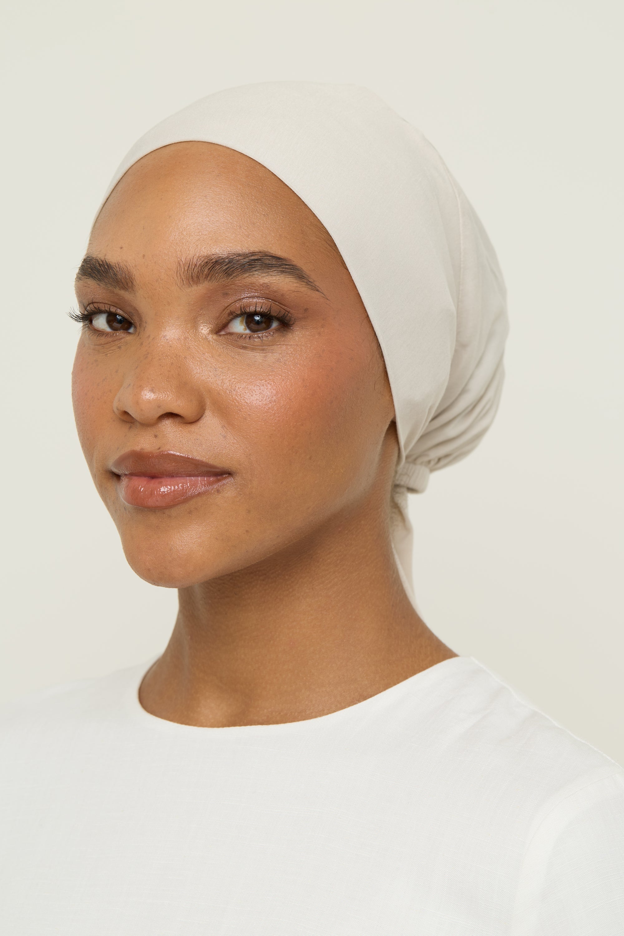 Bamboo Jersey Tie Back Undercap - Pumice Stone Undercap Veiled 