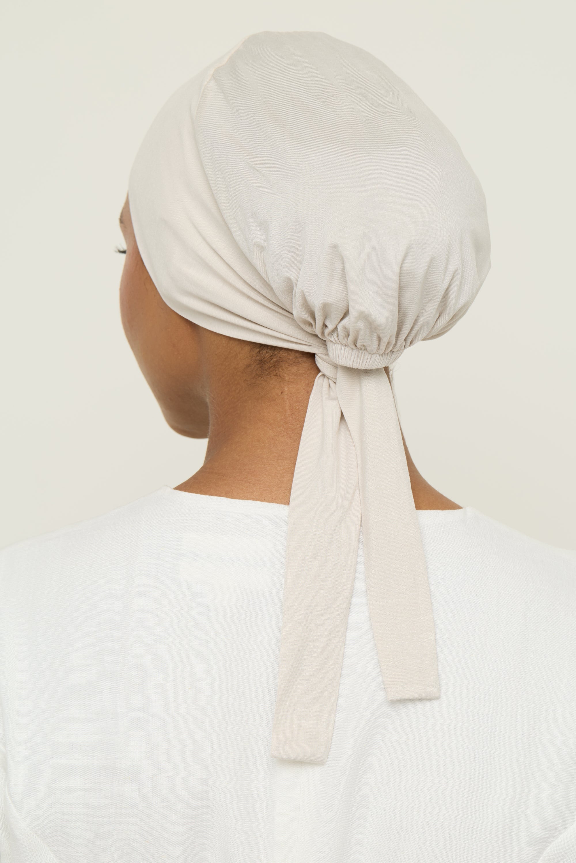 Bamboo Jersey Tie Back Undercap - Pumice Stone Undercap Veiled 