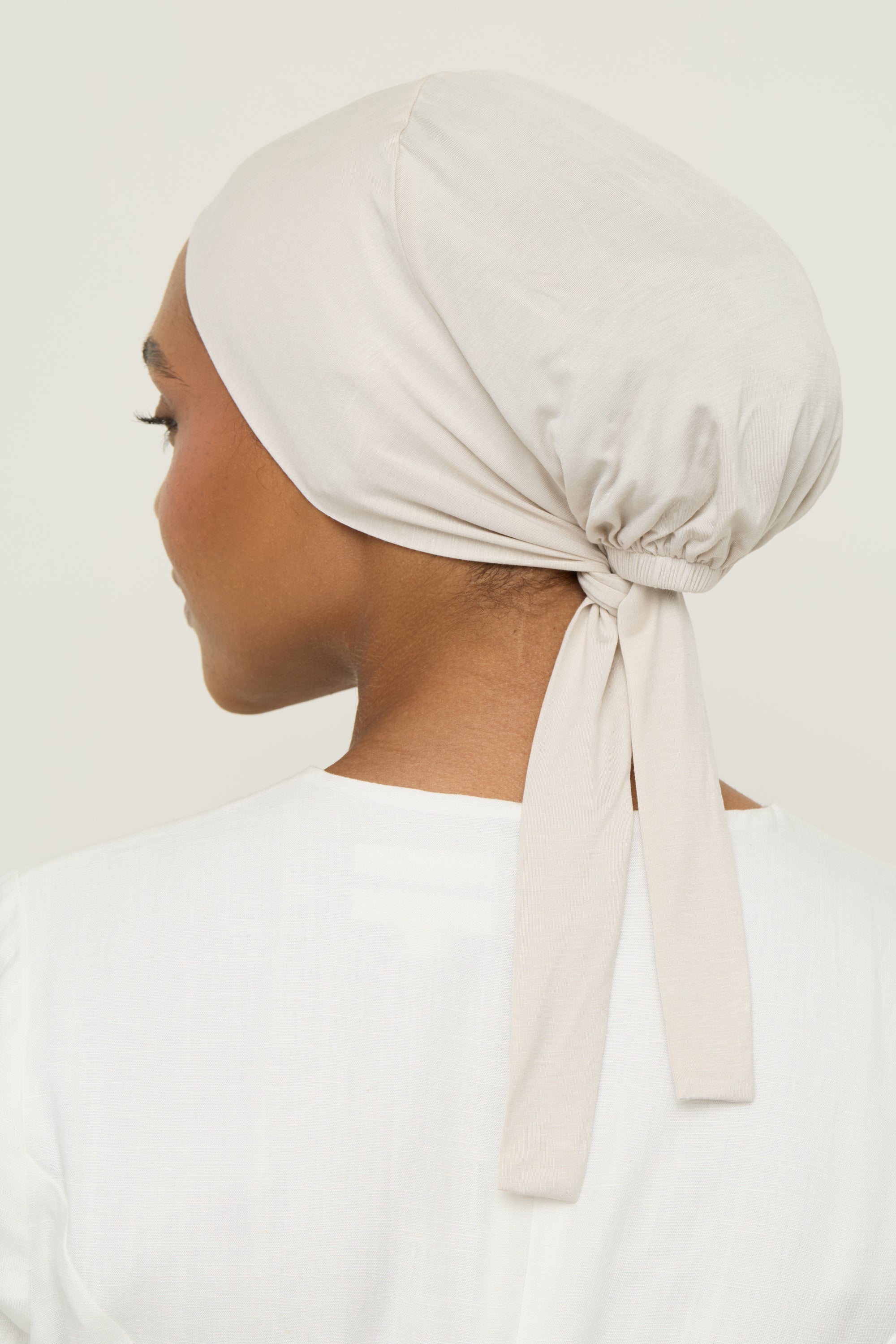 Bamboo Jersey Tie Back Undercap - Pumice Stone Undercap Veiled 
