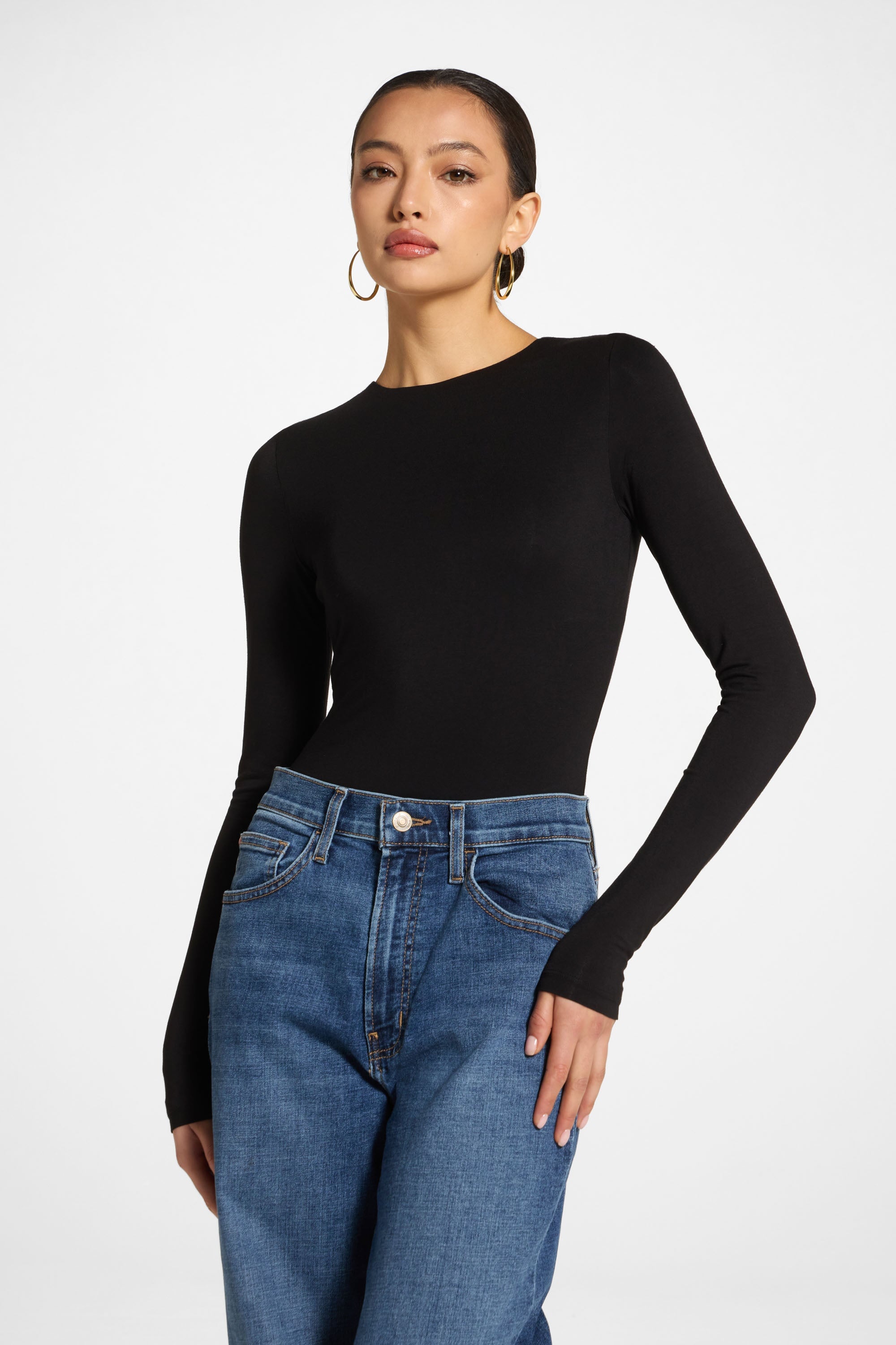 Bamboo Long Sleeve Bodysuit - Black Abayas Veiled 