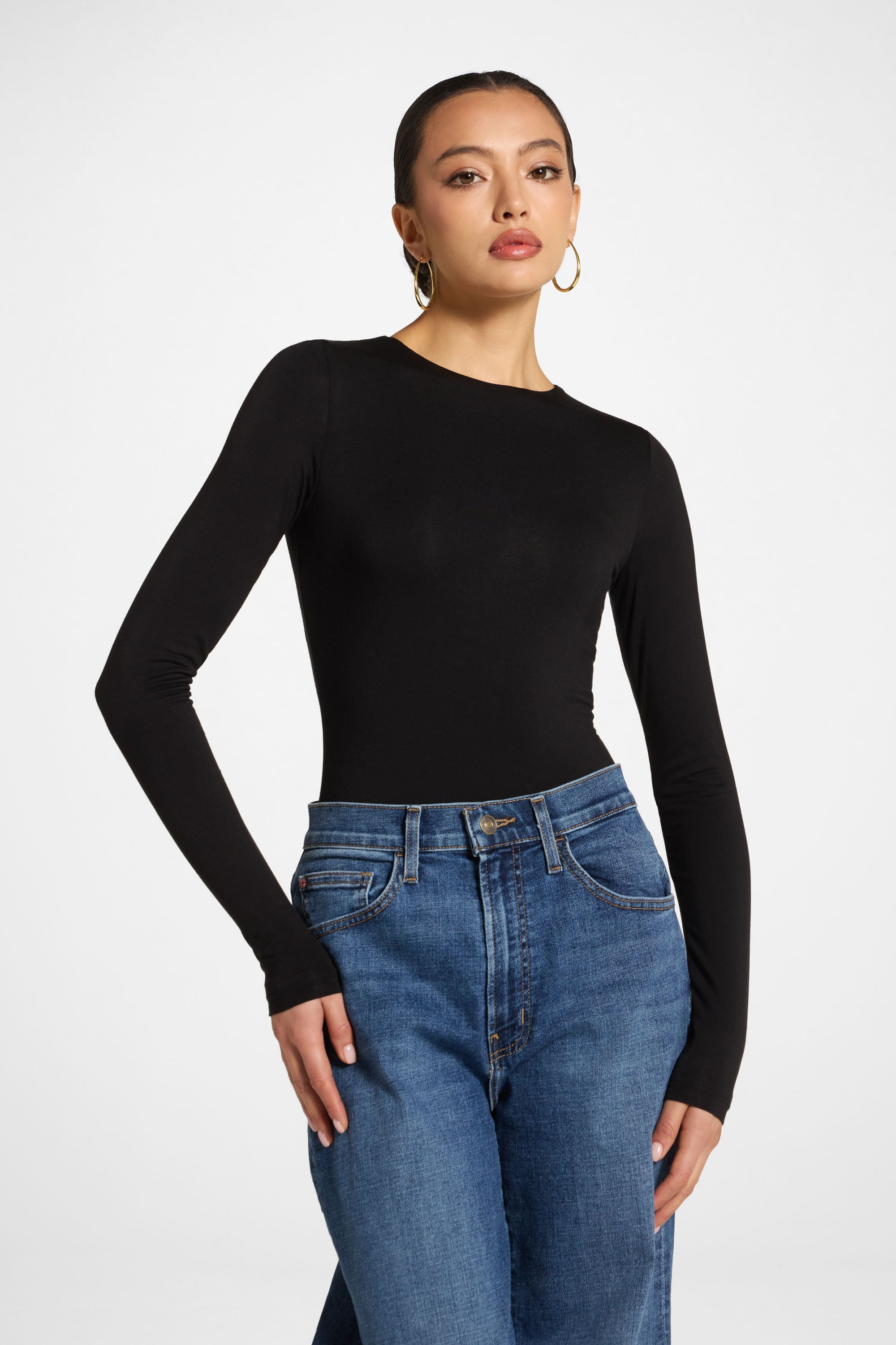 Bamboo Long Sleeve Bodysuit - Black Abayas Veiled 