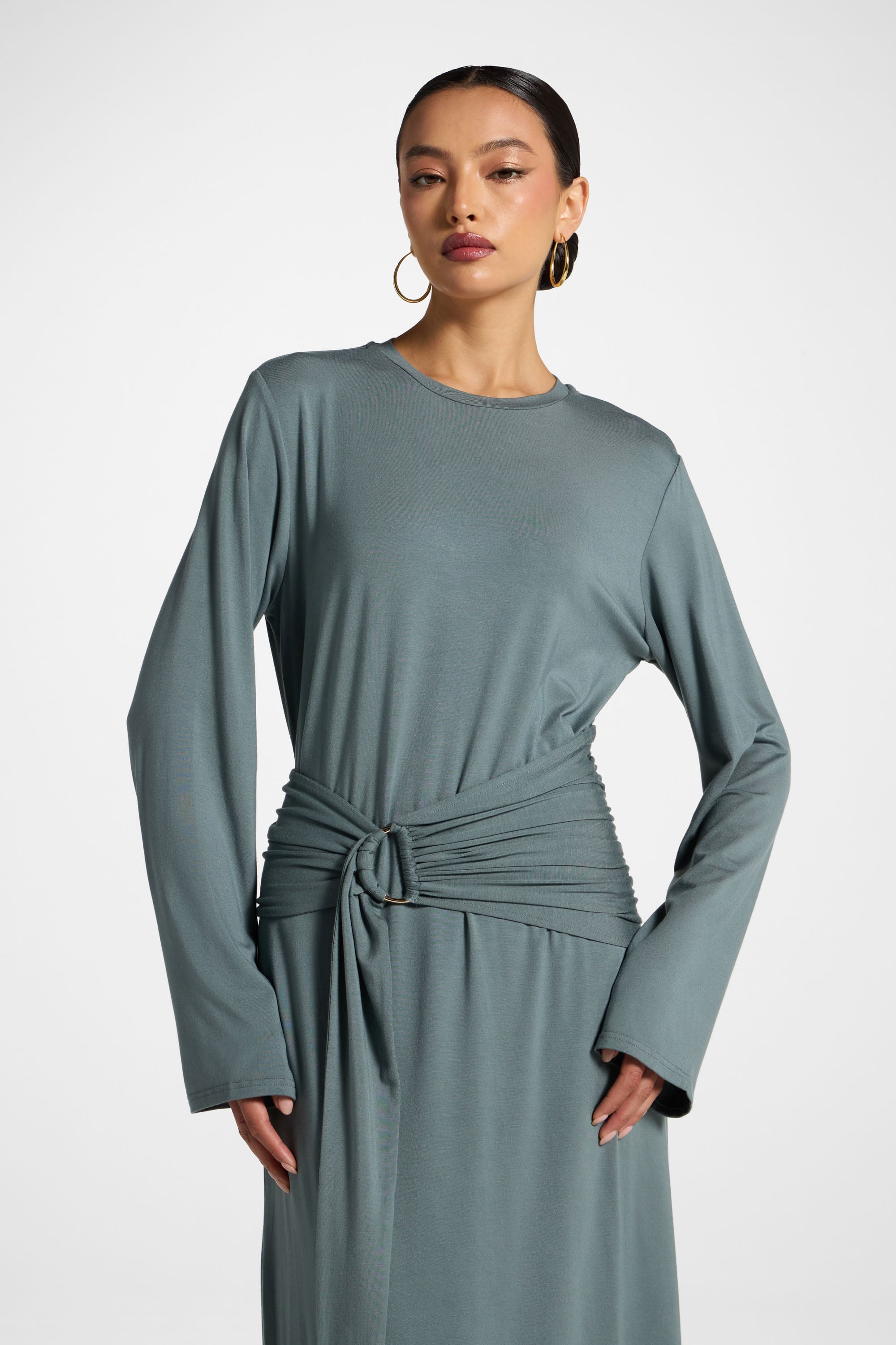 Bamboo Ring Maxi Dress - Balsam Green Abayas Veiled 