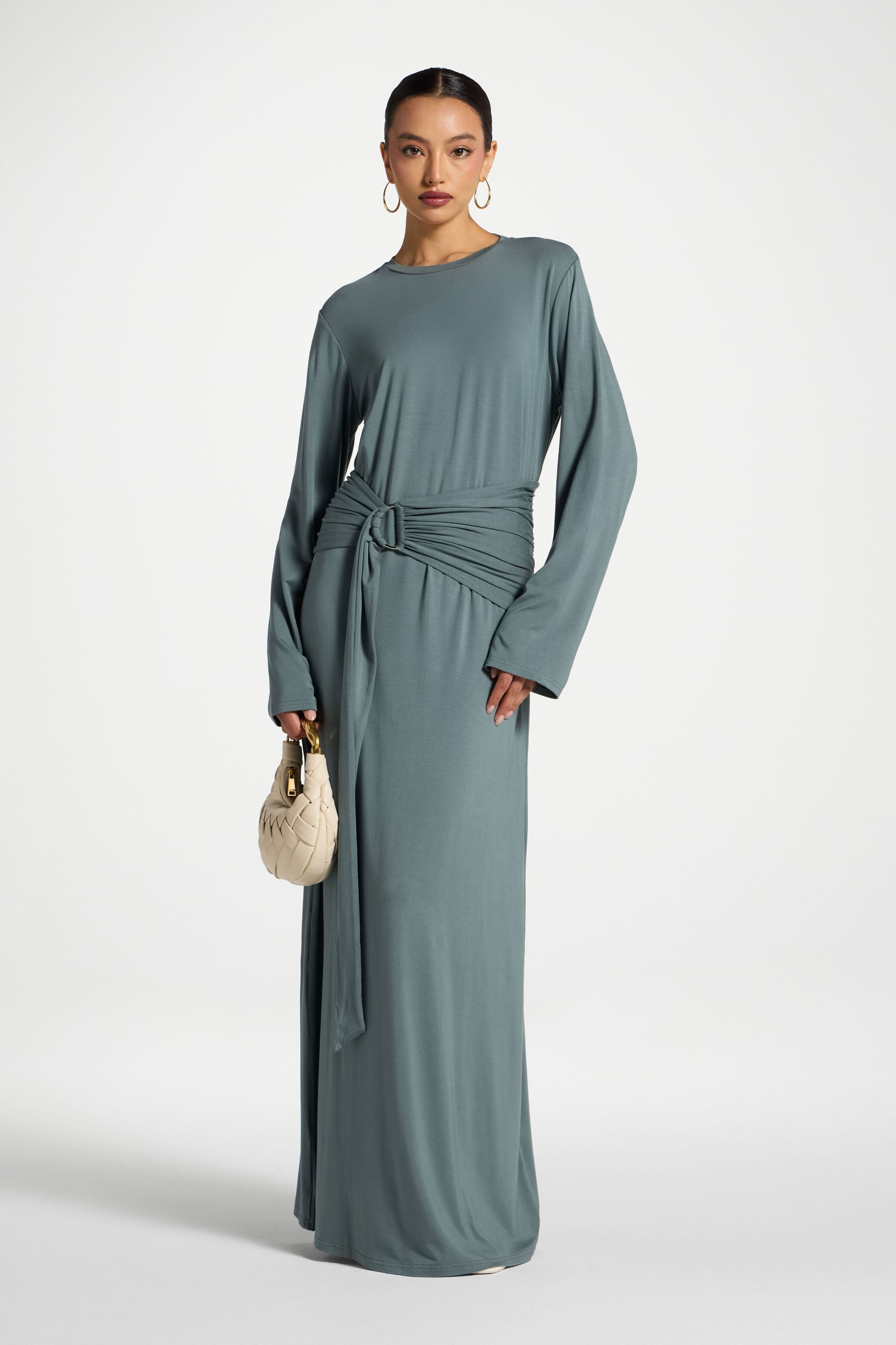 Bamboo Ring Maxi Dress - Balsam Green Abayas Veiled 