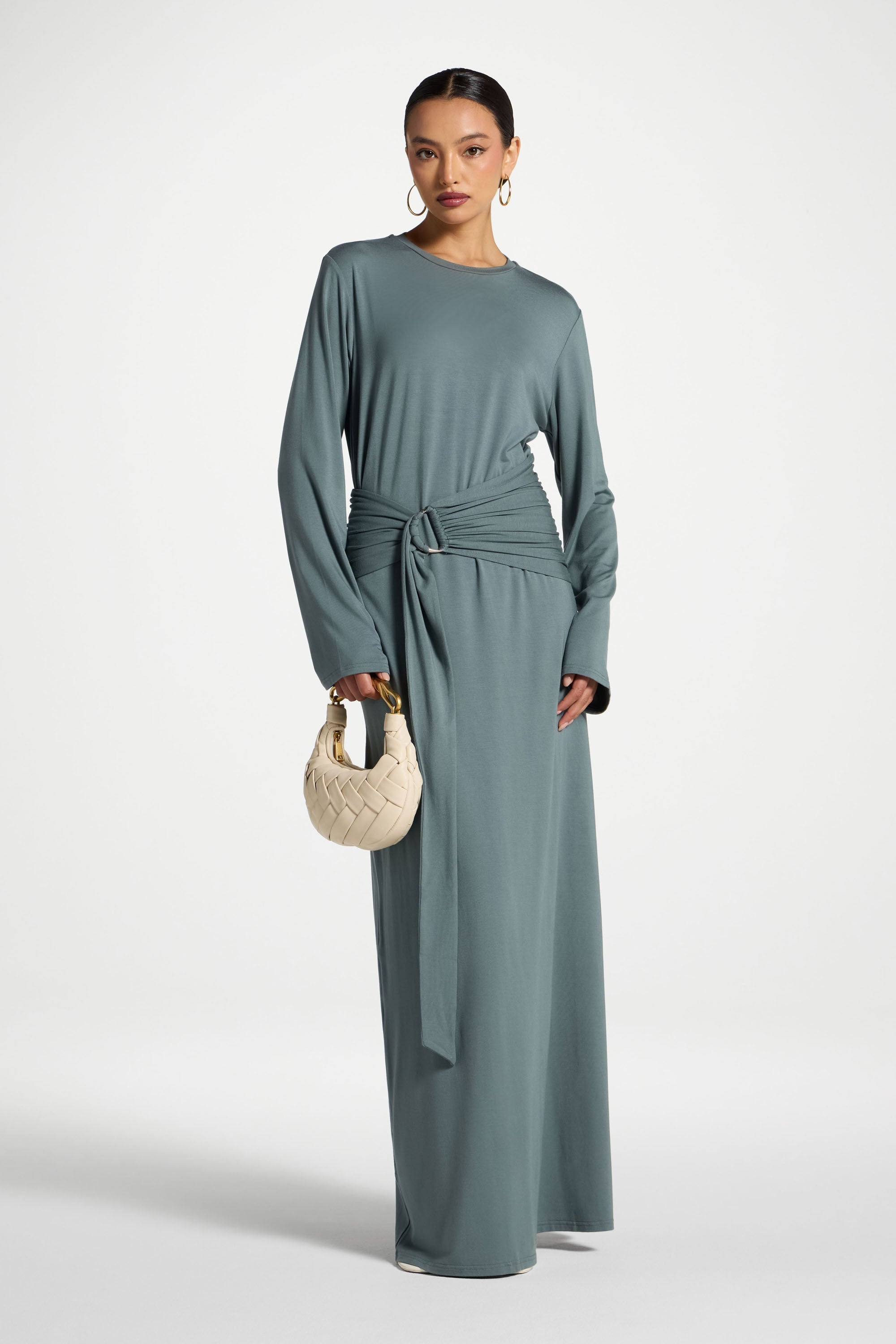 Bamboo Ring Maxi Dress - Balsam Green Abayas Veiled 
