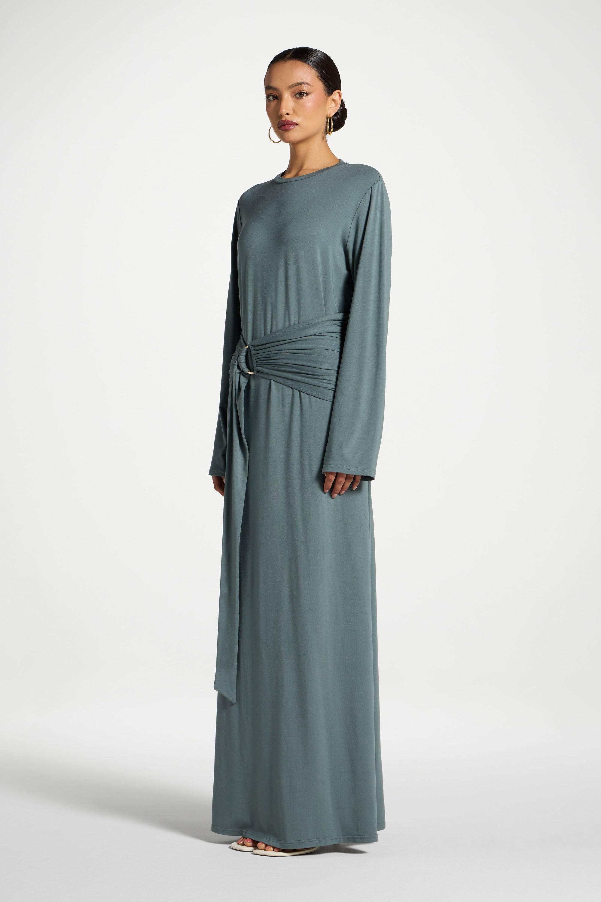 Bamboo Ring Maxi Dress - Balsam Green Abayas Veiled 
