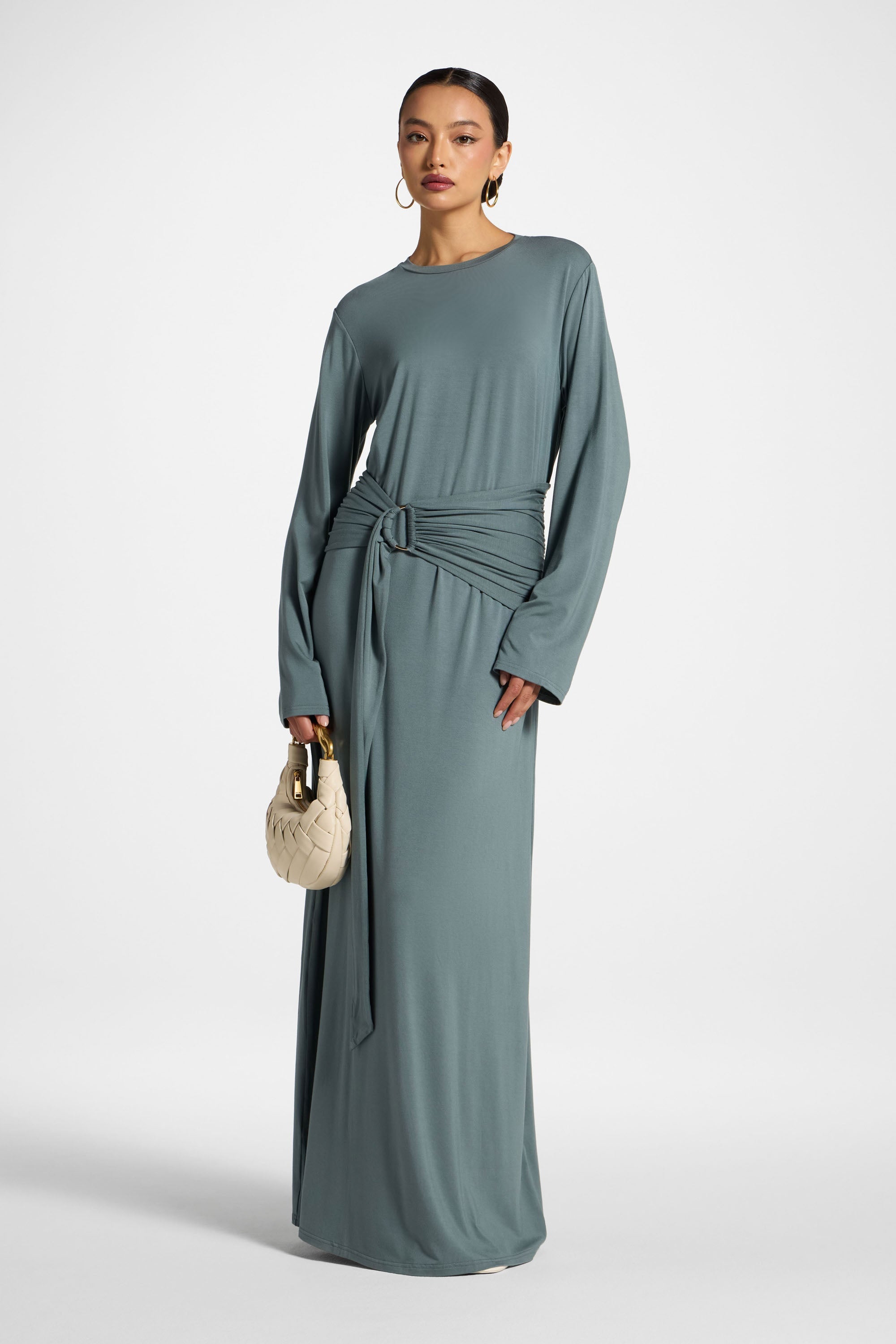 Bamboo Ring Maxi Dress - Balsam Green Abayas Veiled 