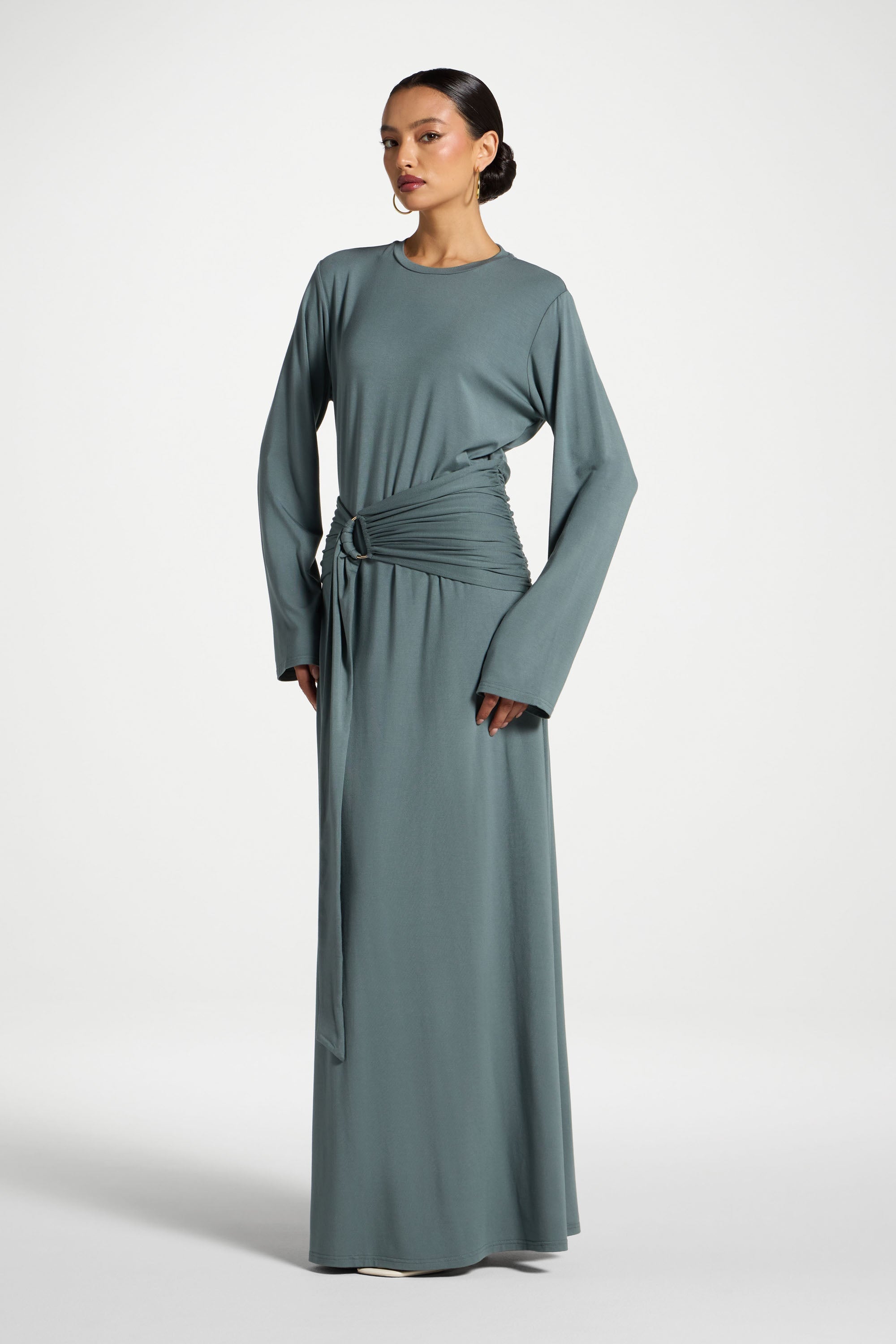 Bamboo Ring Maxi Dress - Balsam Green Abayas Veiled 