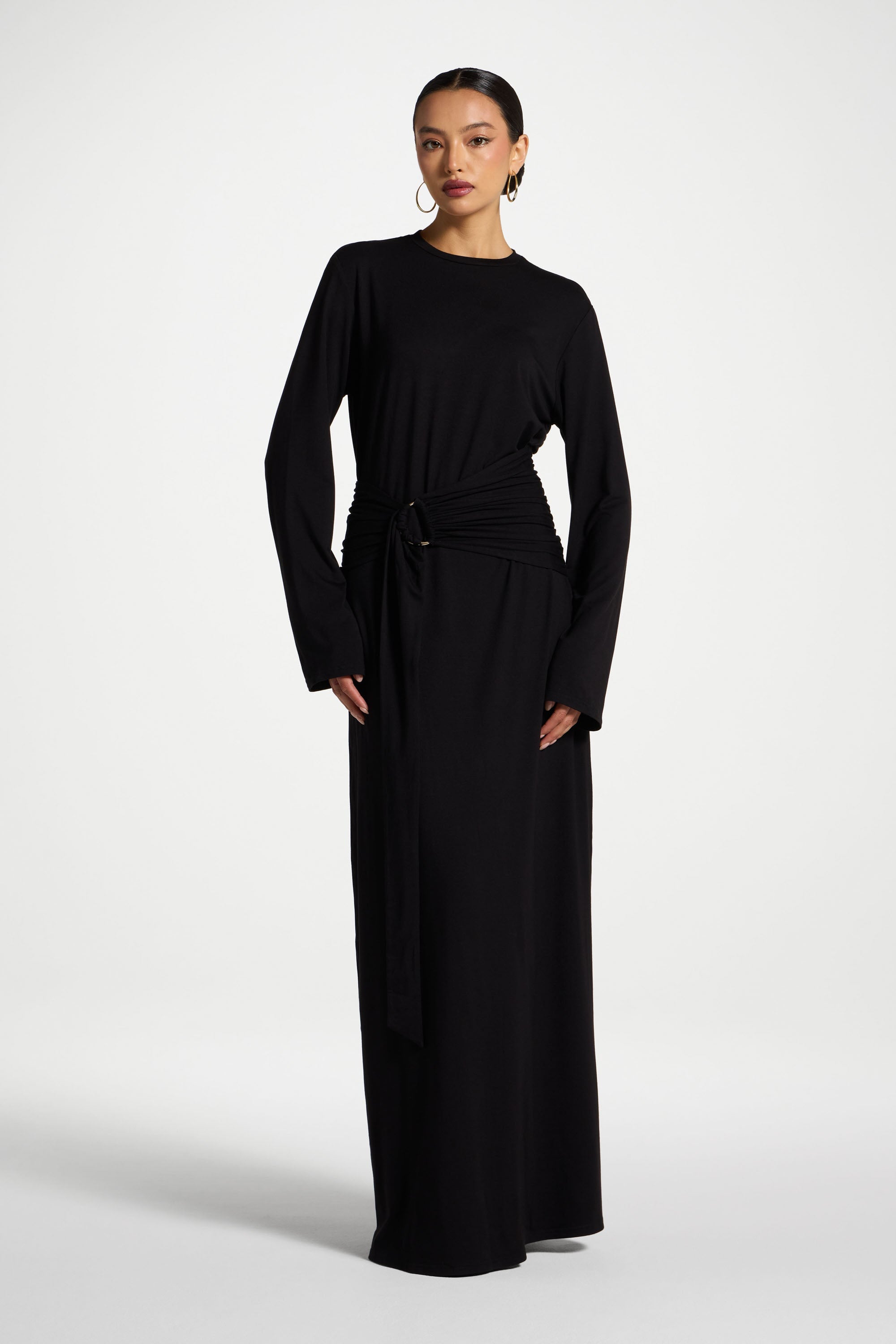 Bamboo Ring Maxi Dress - Black Abayas Veiled 
