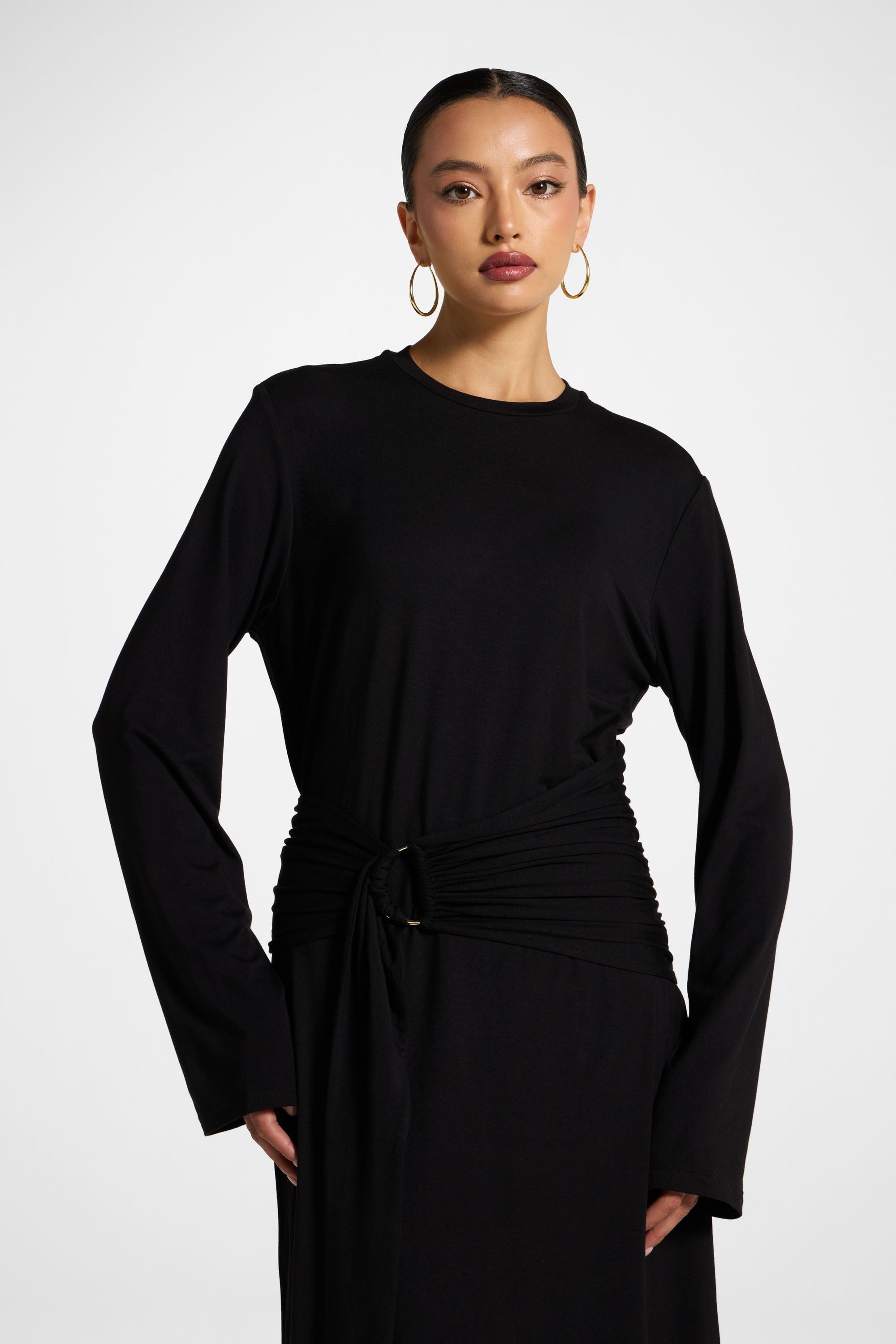 Bamboo Ring Maxi Dress - Black Abayas Veiled 