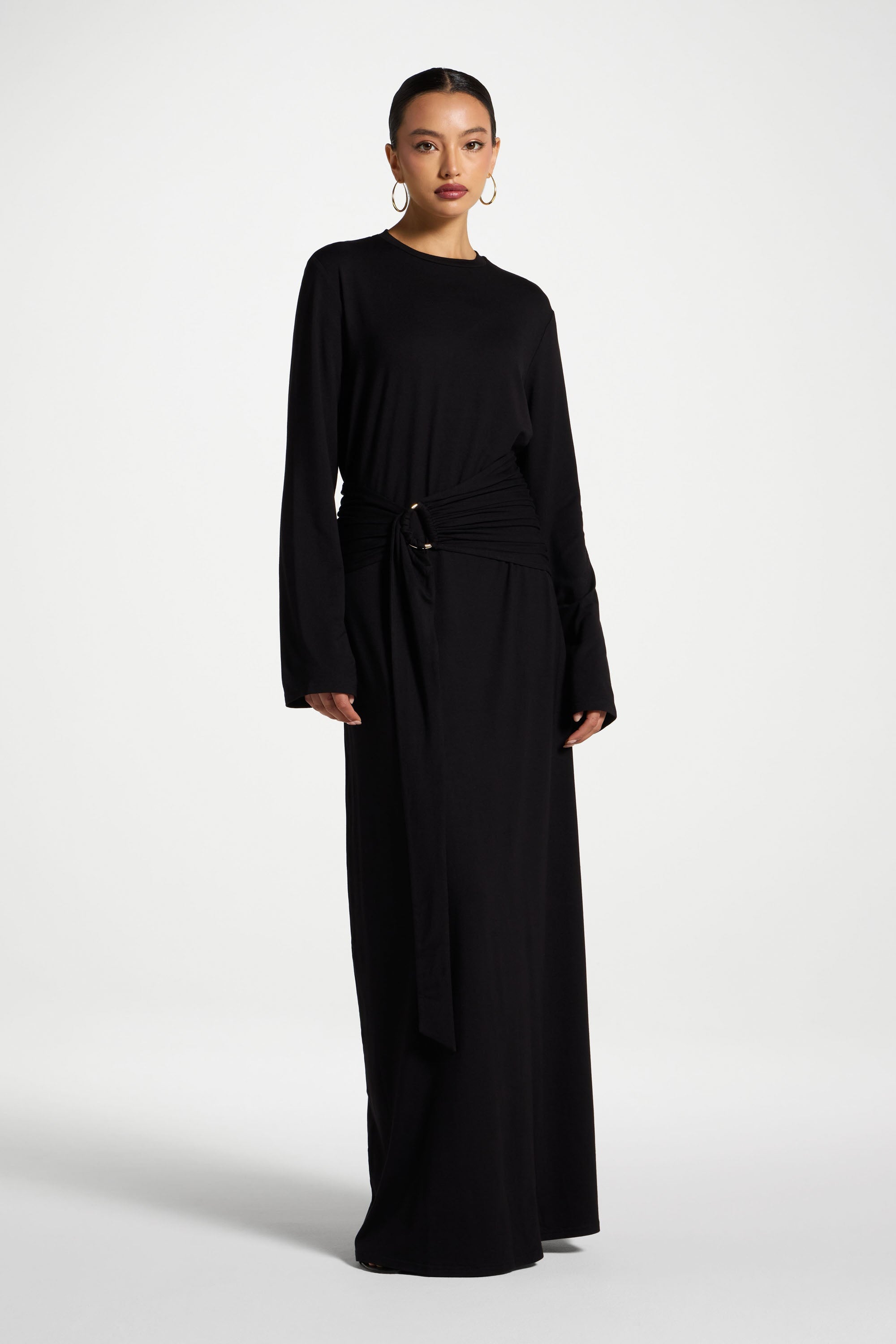 Bamboo Ring Maxi Dress - Black Abayas Veiled 