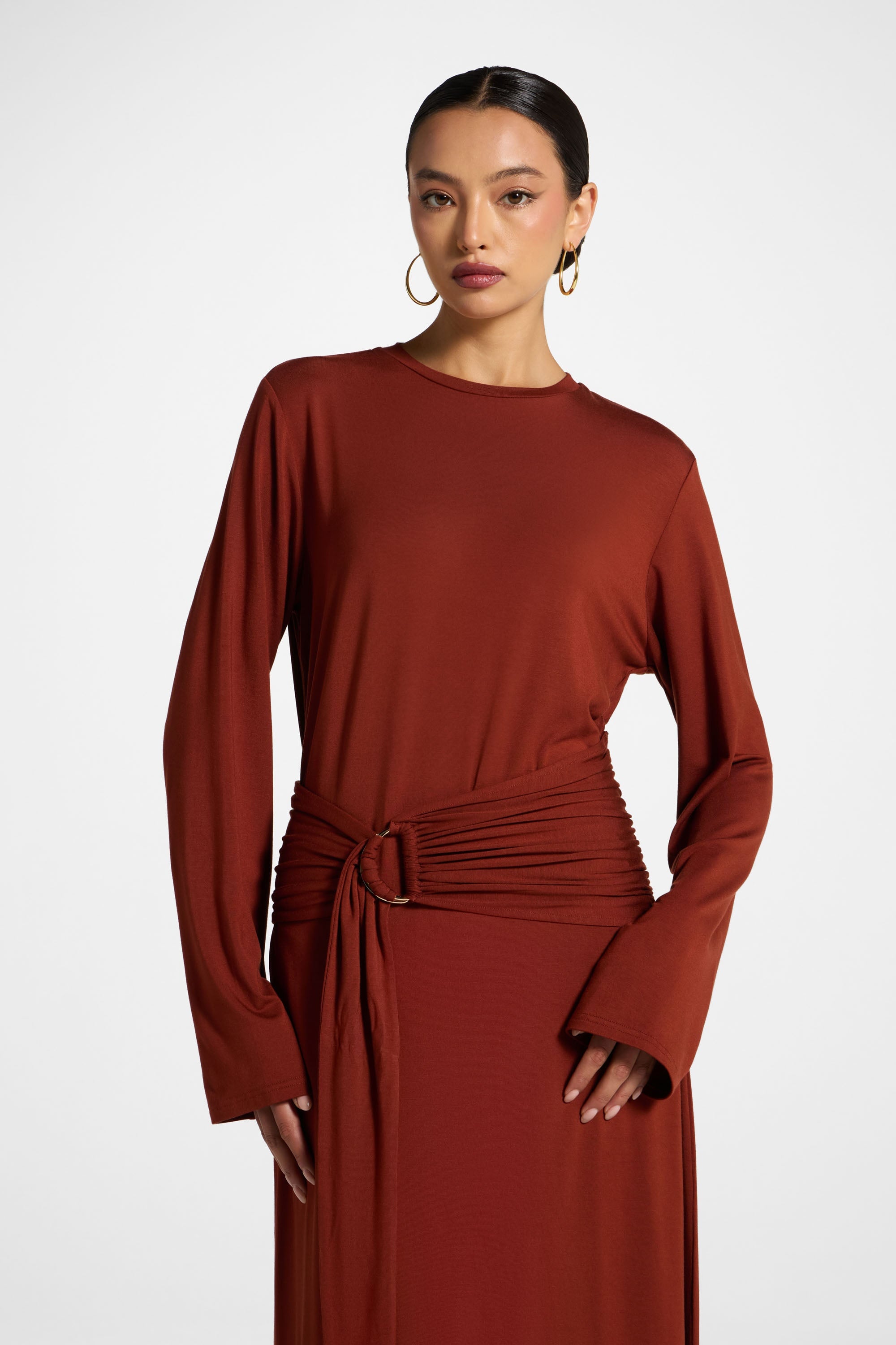 Bamboo Ring Maxi Dress - Clay Abayas Veiled 
