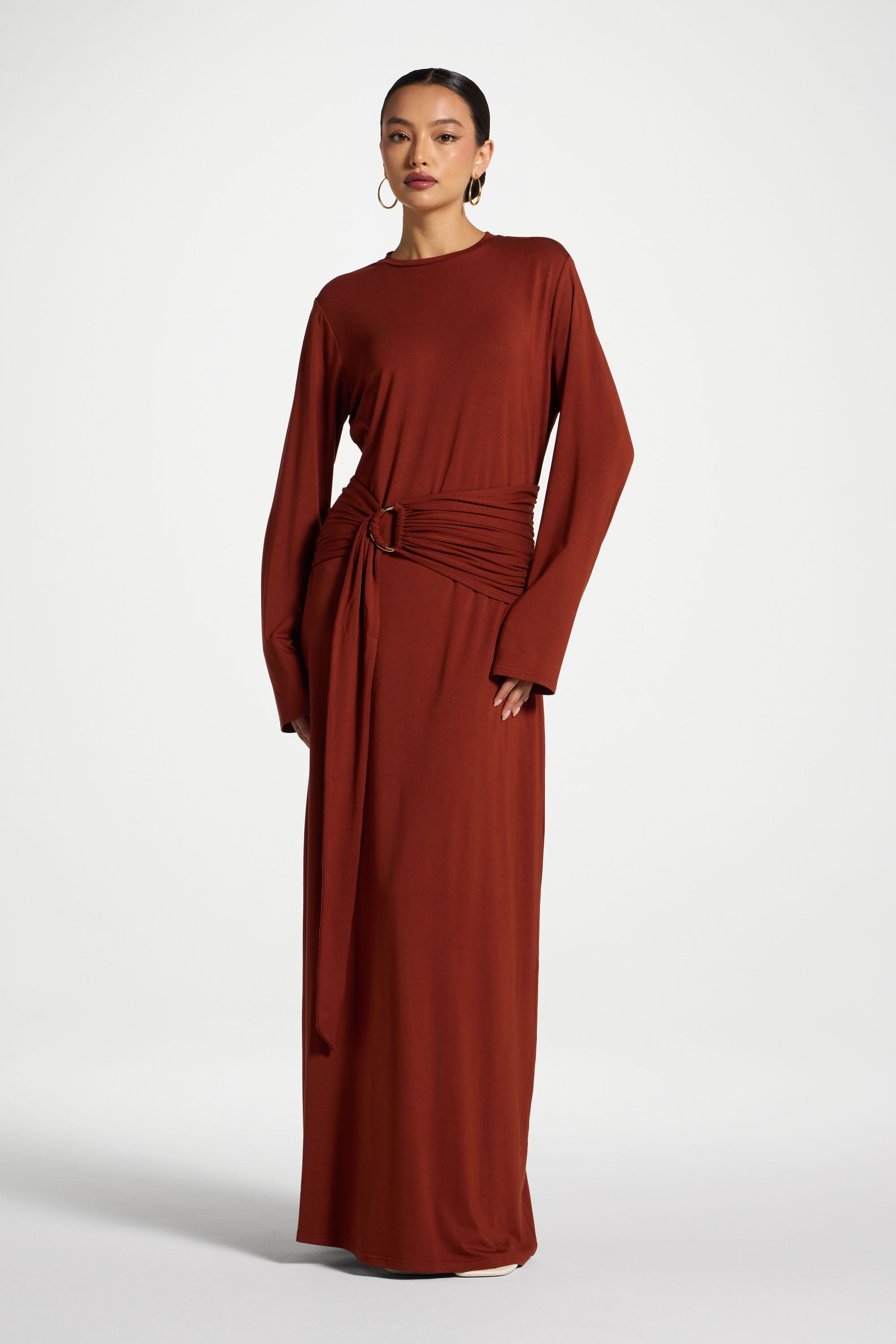 Bamboo Ring Maxi Dress - Clay Abayas Veiled 