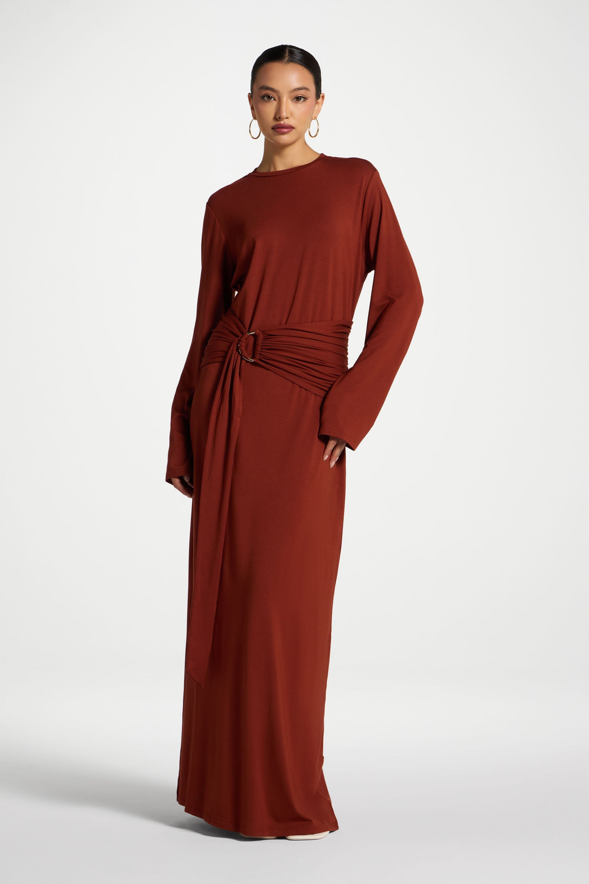 Bamboo Ring Maxi Dress - Clay Abayas Veiled 