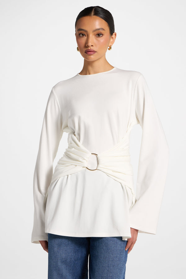 Bamboo Ring Top - White Abayas Veiled 