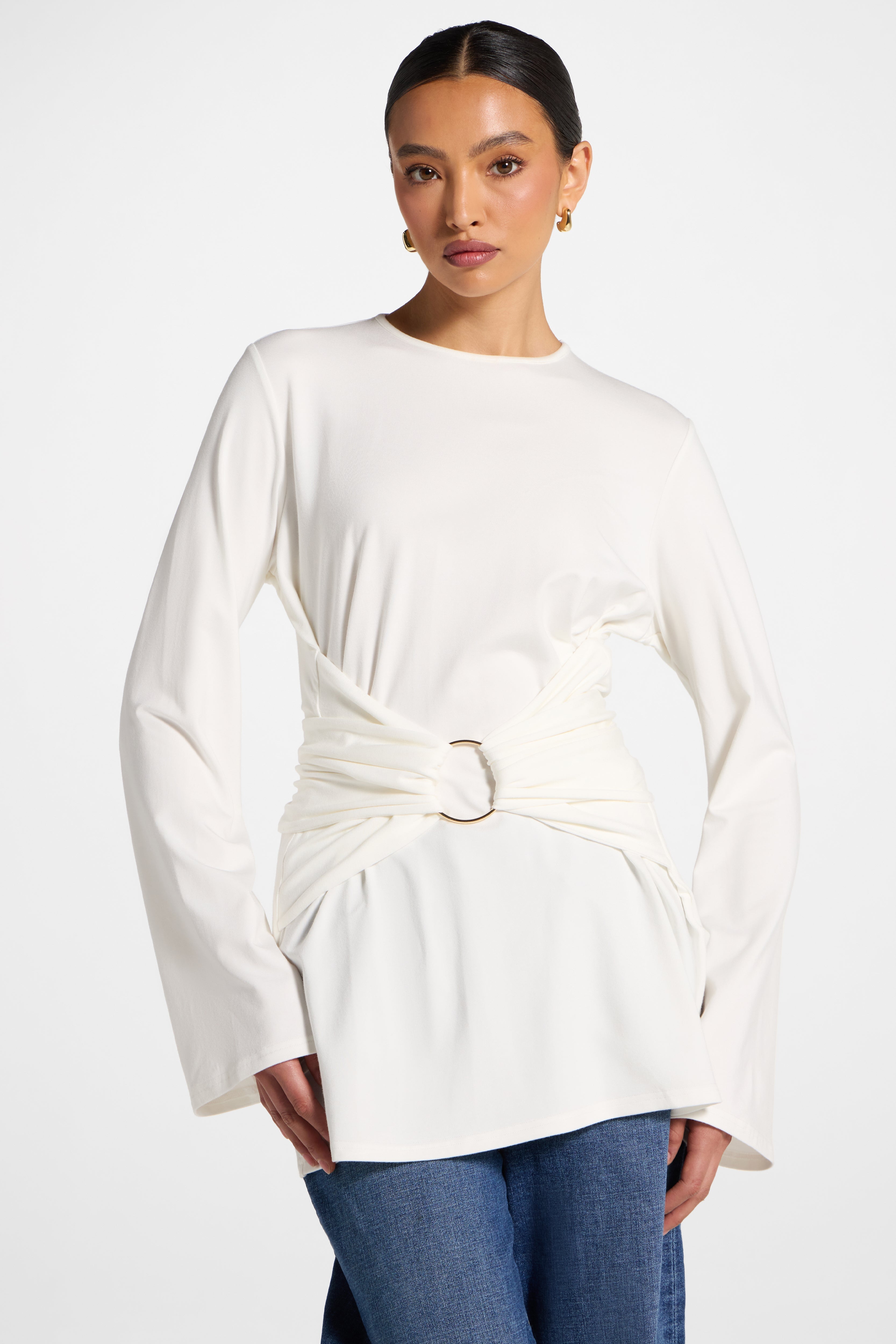 Bamboo Ring Top - White Abayas Veiled 