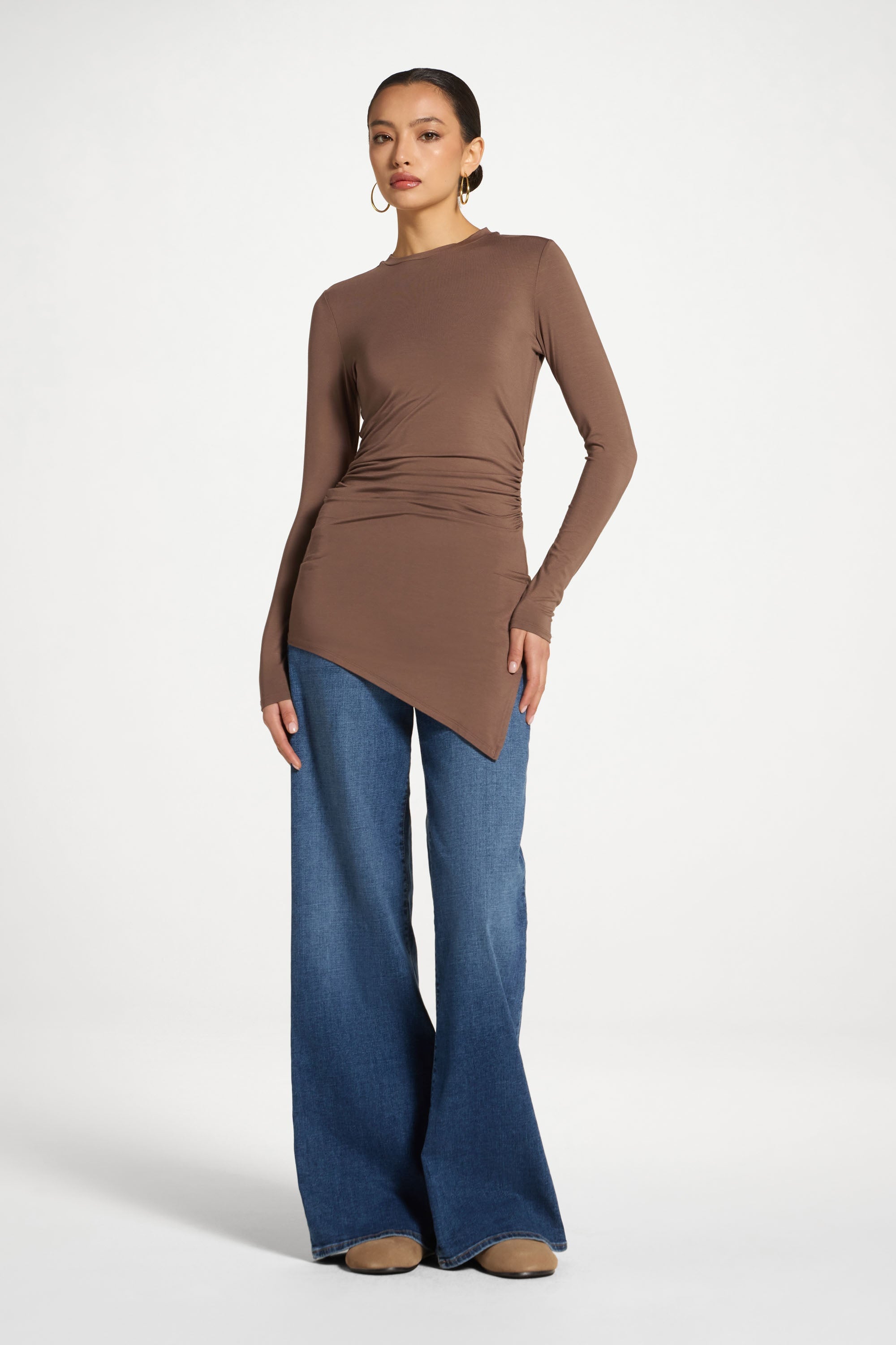 Bamboo Rouched Top - Chocolate Abayas Veiled 
