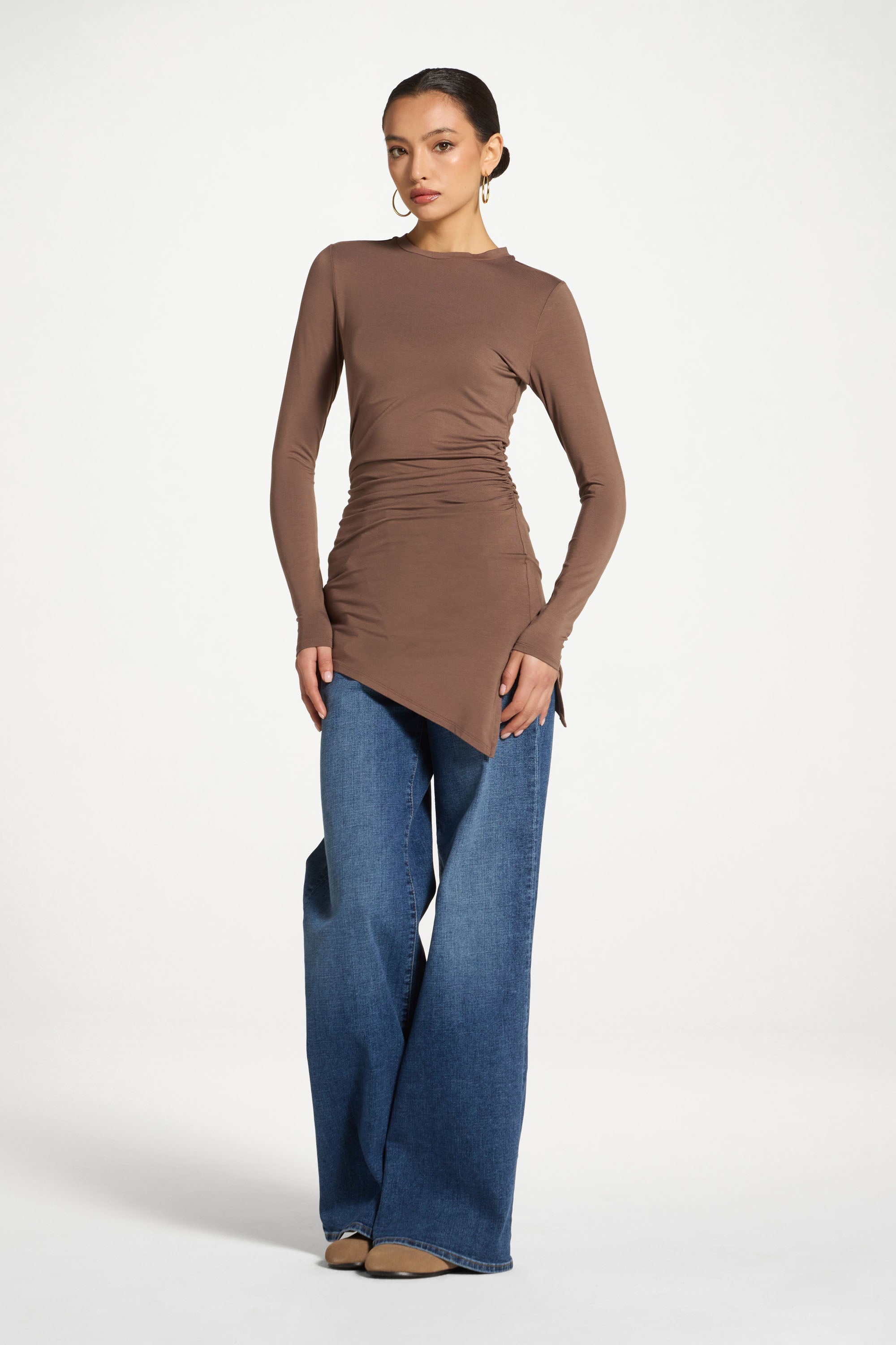 Bamboo Rouched Top - Chocolate Abayas Veiled 