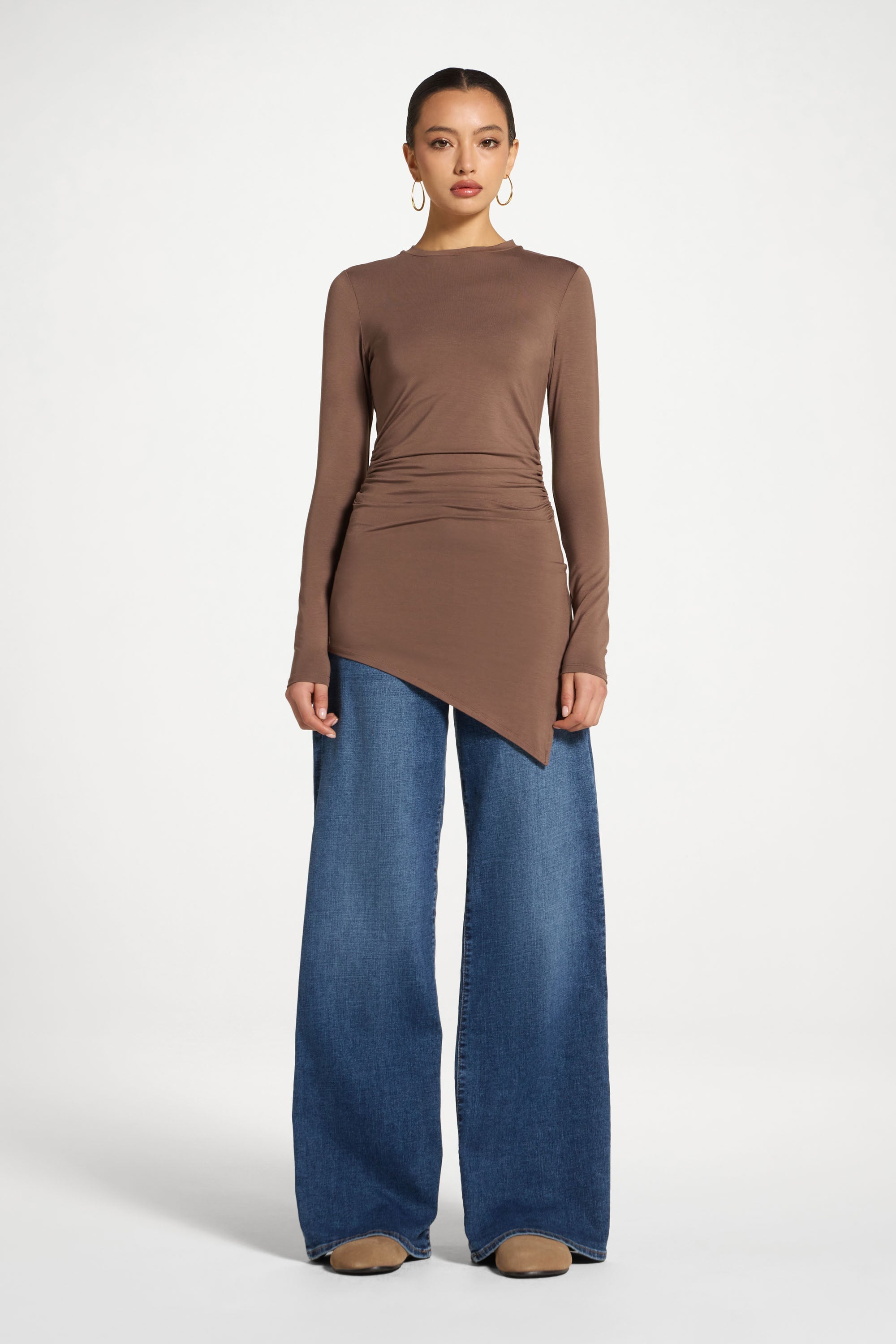 Bamboo Rouched Top - Chocolate Abayas Veiled 