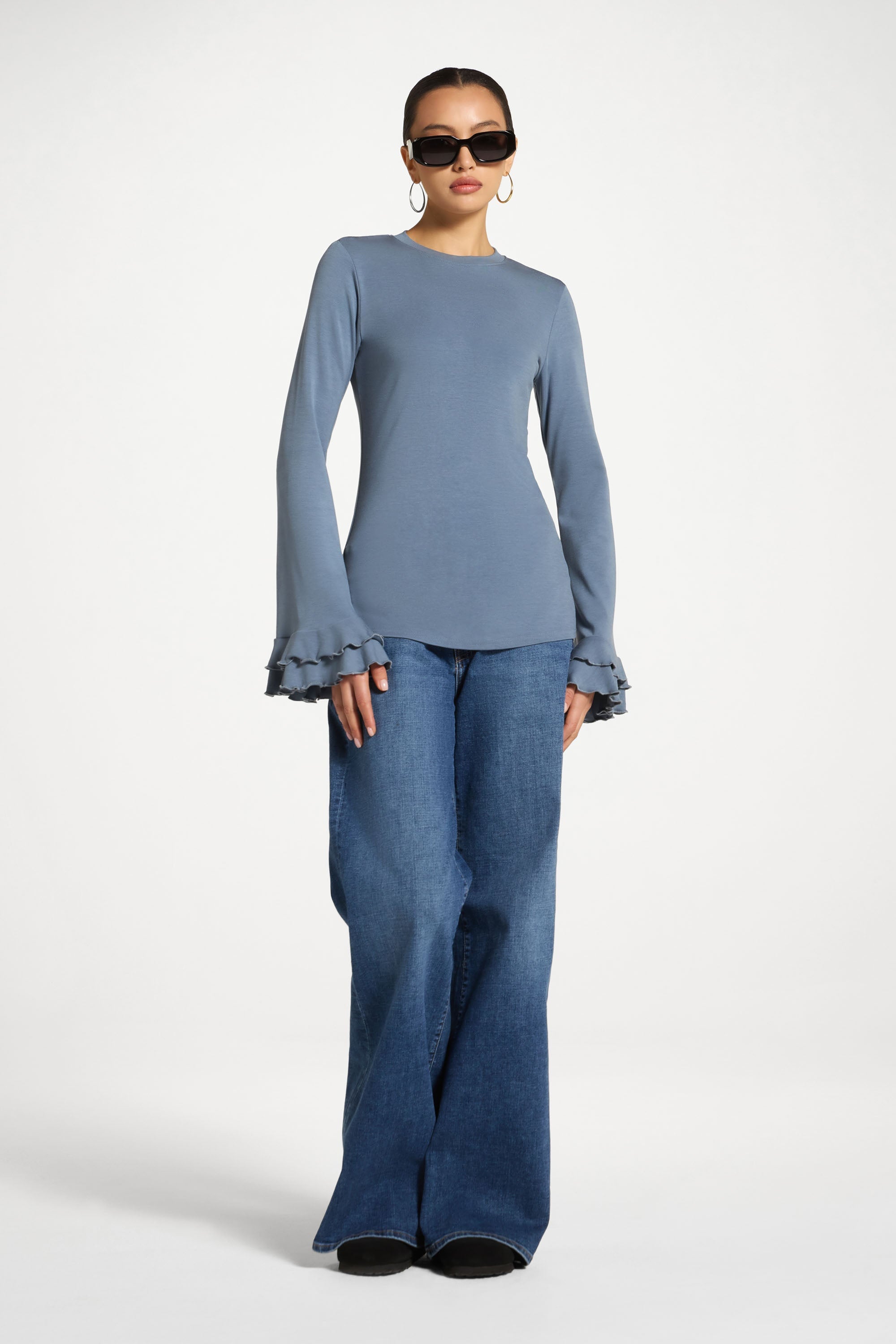 Bamboo Ruffled Sleeve Top Abayas Veiled 