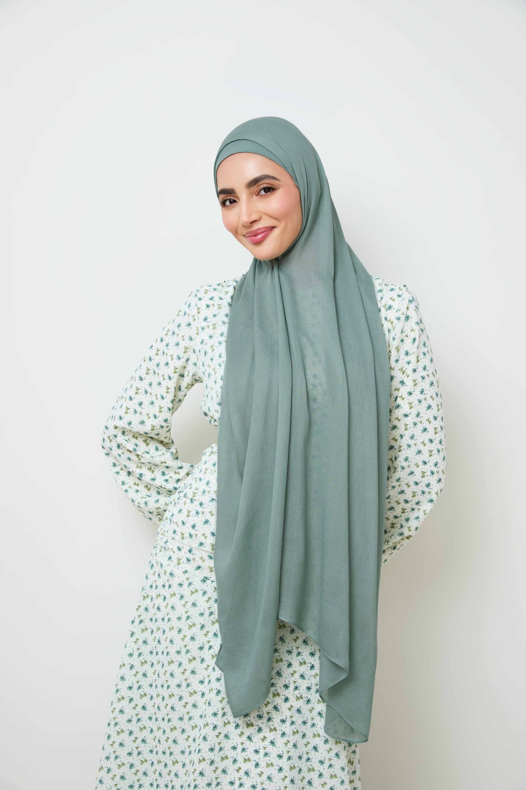 Bamboo Woven Hijab - Chinois Green Hijabs Veiled 