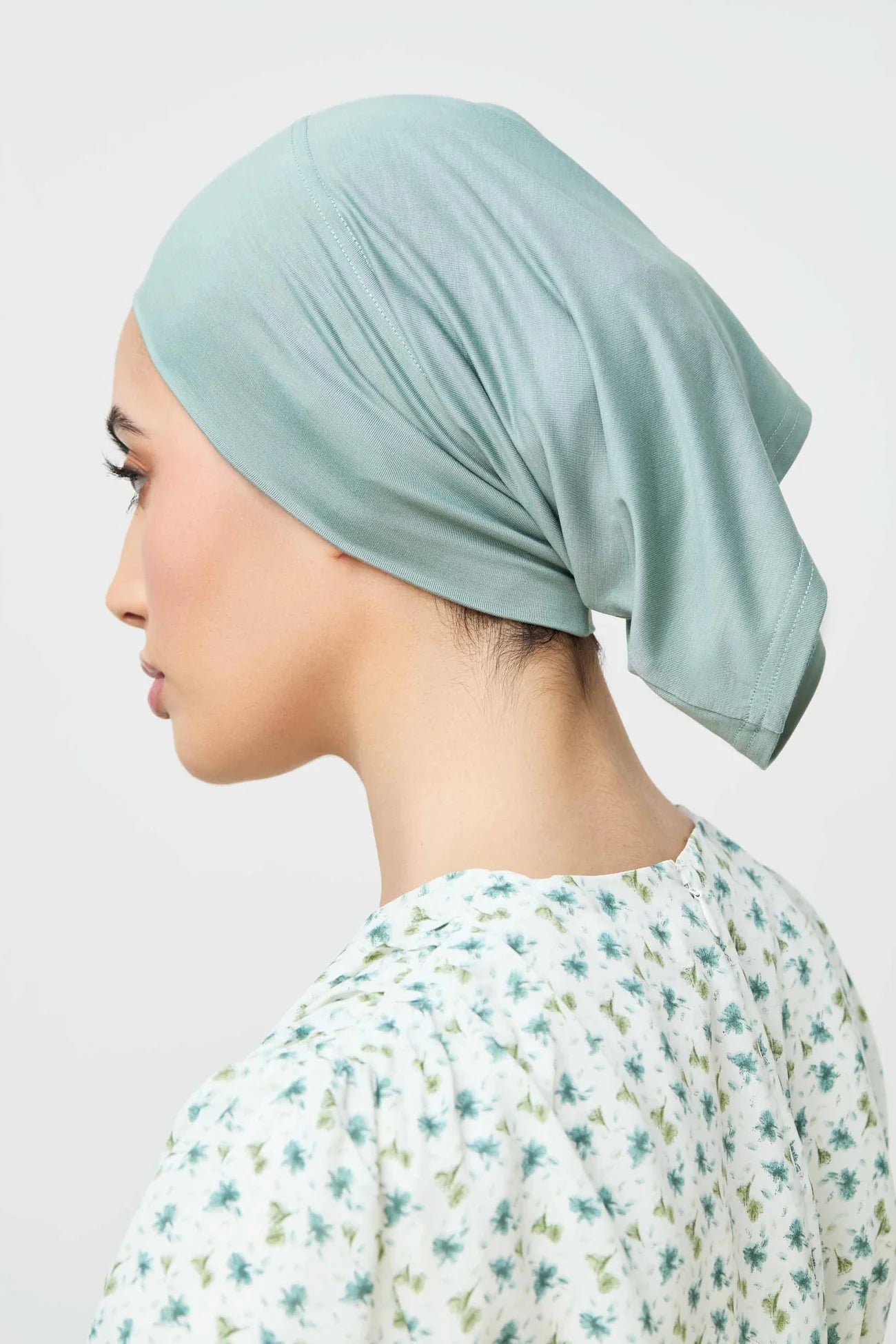 Bamboo Woven Hijab & Matching Undercap Set - Chinois Green Veiled 