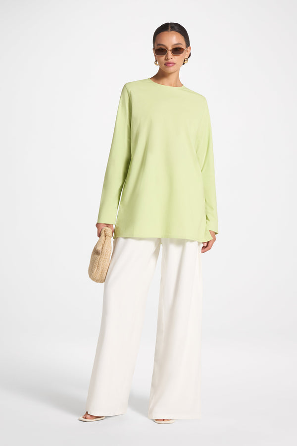 Basic Cotton Linen Long Sleeve Top - Butterfly Top Veiled 