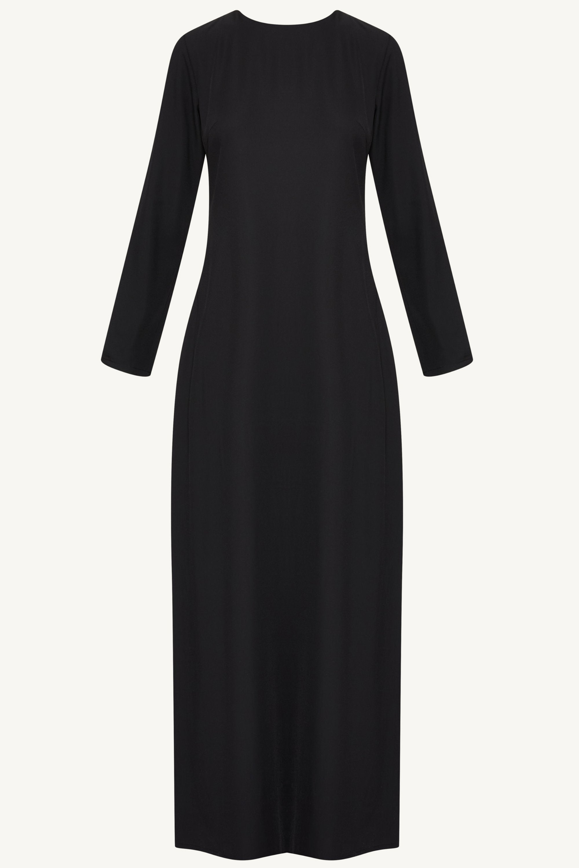 Basic Long Sleeve Maxi Dress - Black Dresses Veiled 