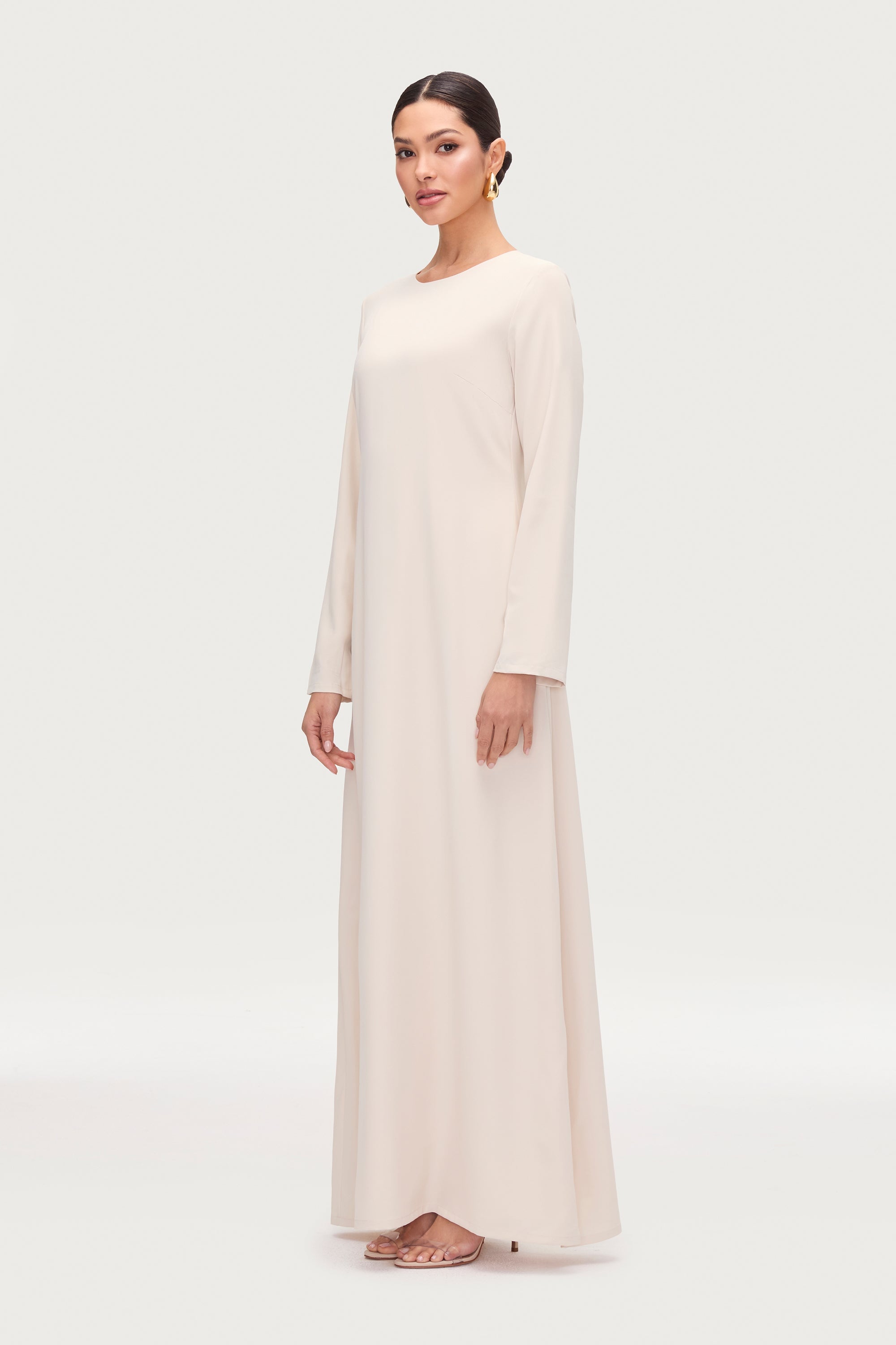 Basic Long Sleeve Maxi Dress - Stone Dresses Veiled 