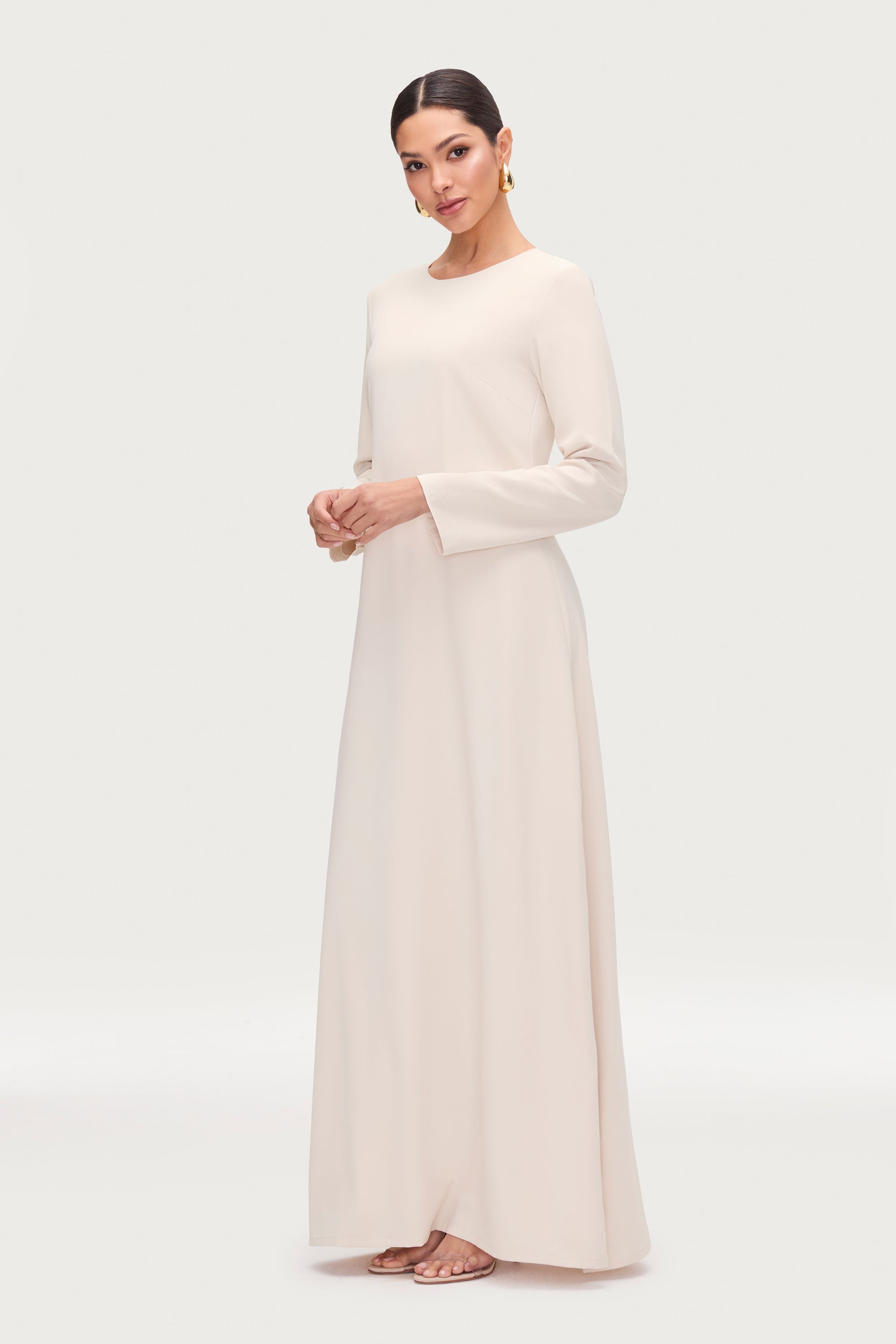 Basic Long Sleeve Maxi Dress - Stone Dresses Veiled 