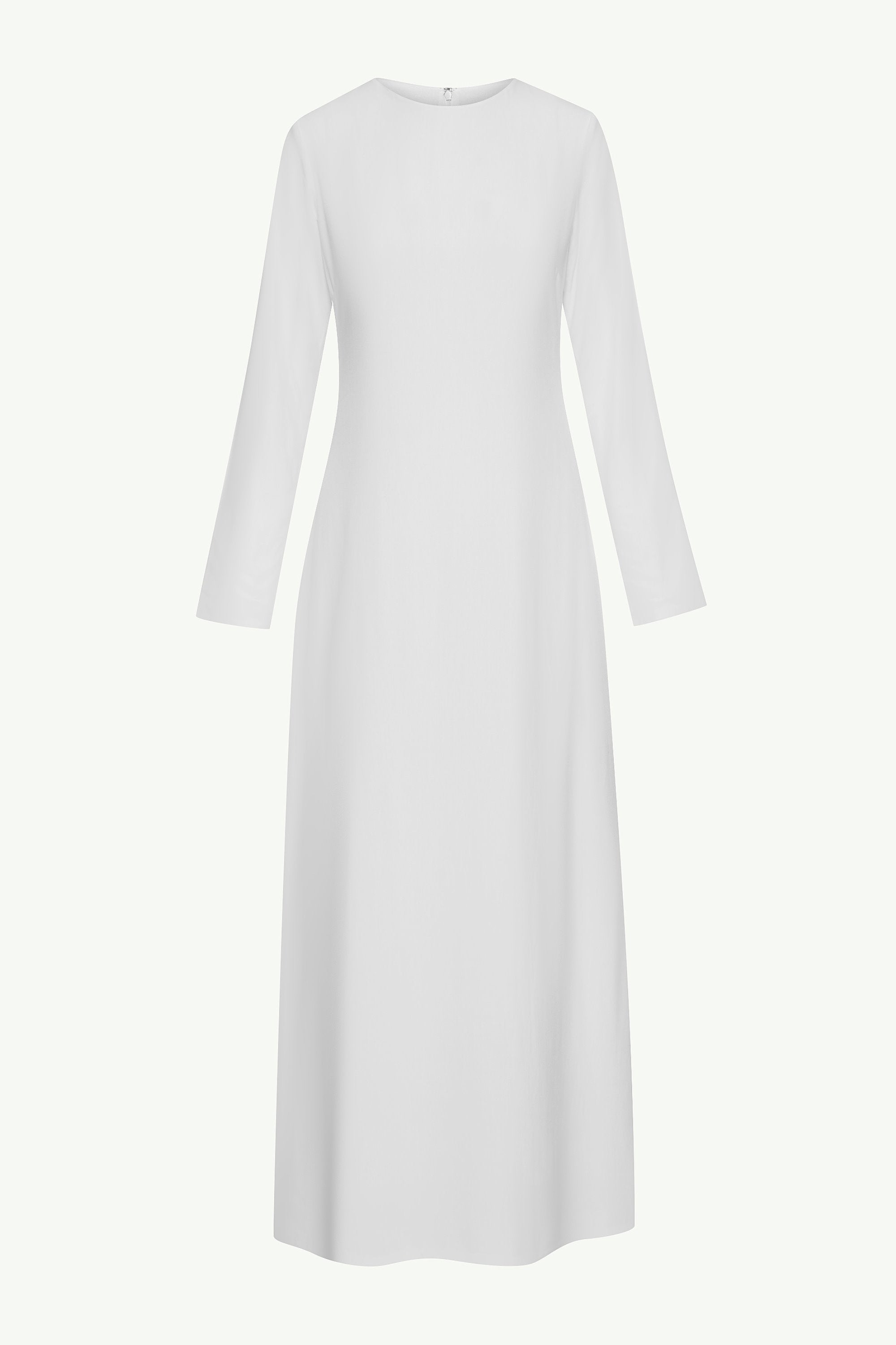 Basic Long Sleeve Maxi Dress - White Clothing Veiled 