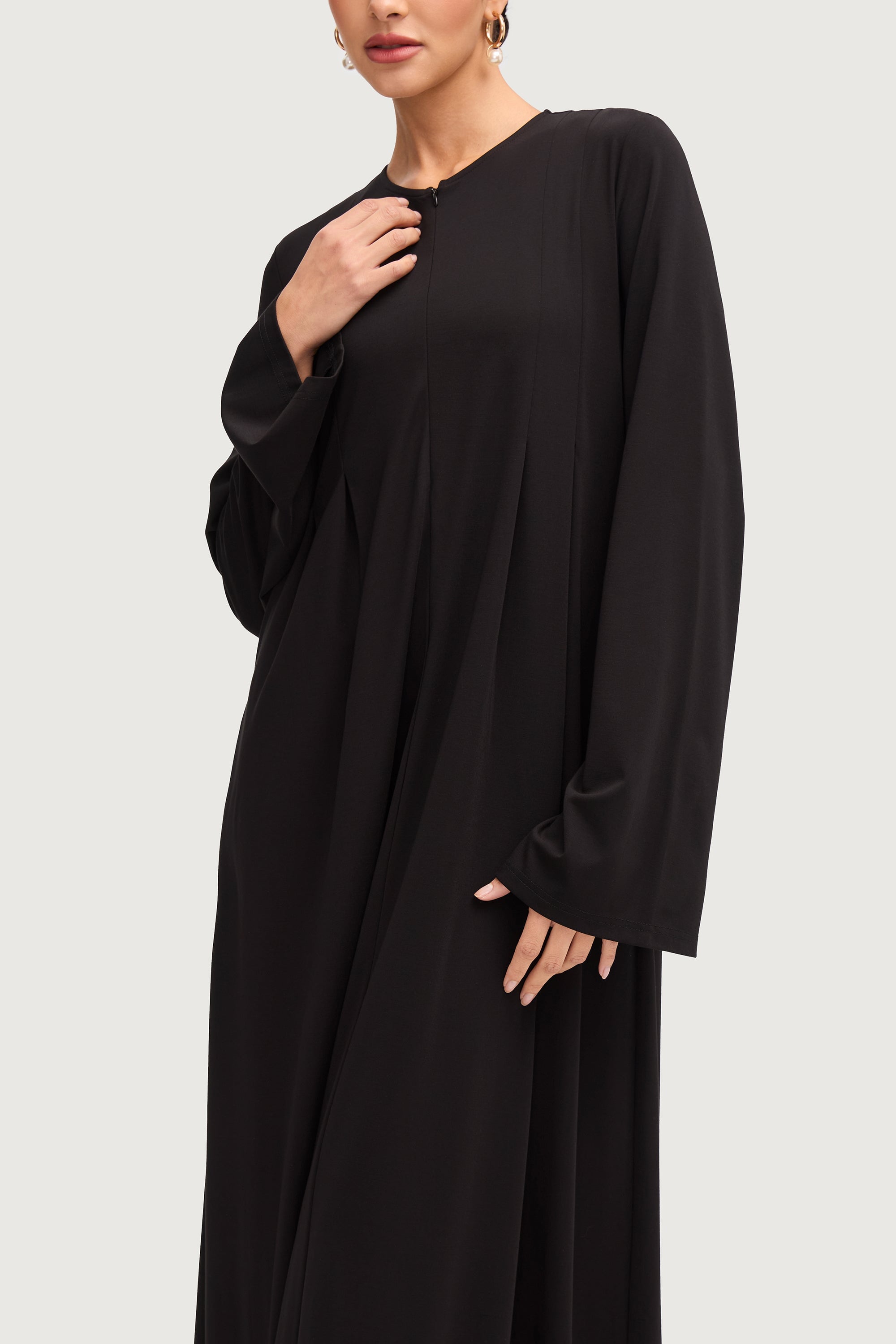 Basima Zip Front Abaya - Black Abayas Veiled 