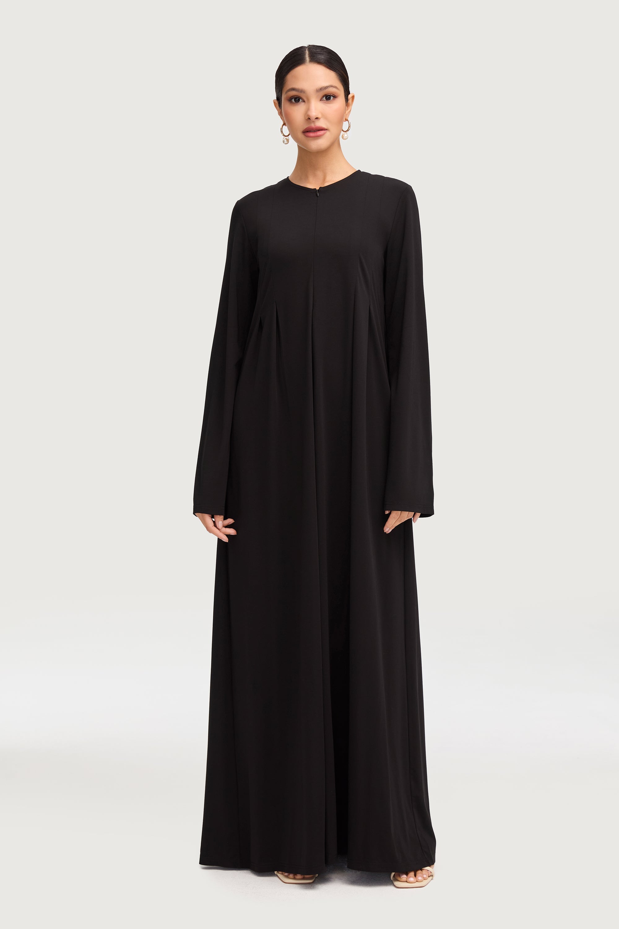 Basima Zip Front Abaya - Black Abayas Veiled 