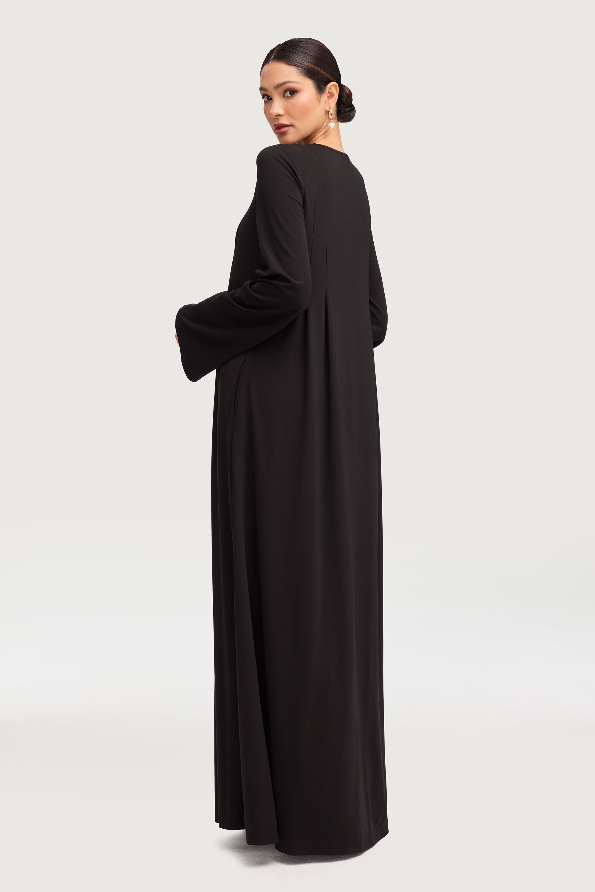 Basima Zip Front Abaya - Black Abayas Veiled 