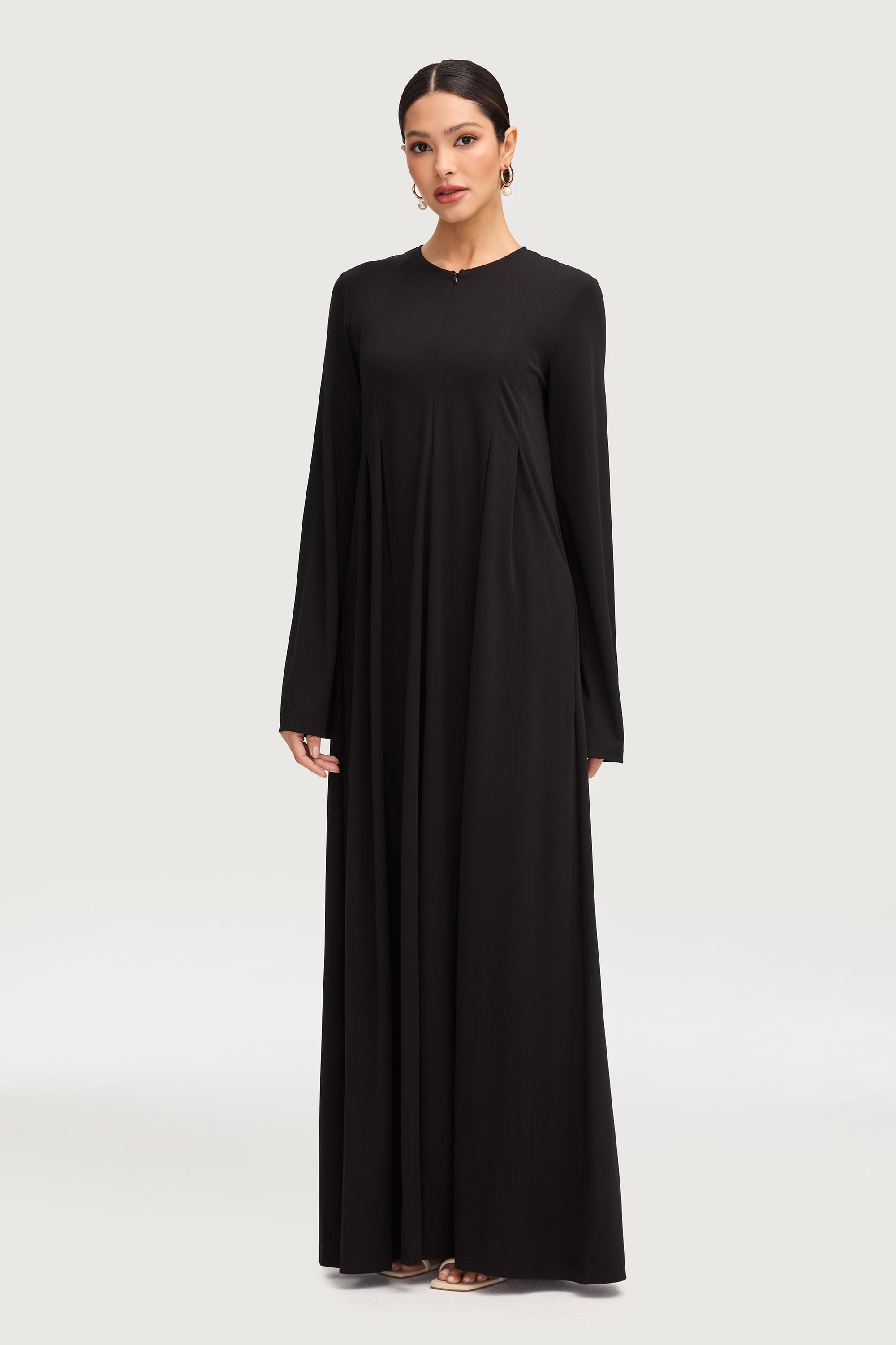 Basima Zip Front Abaya - Black Abayas Veiled 