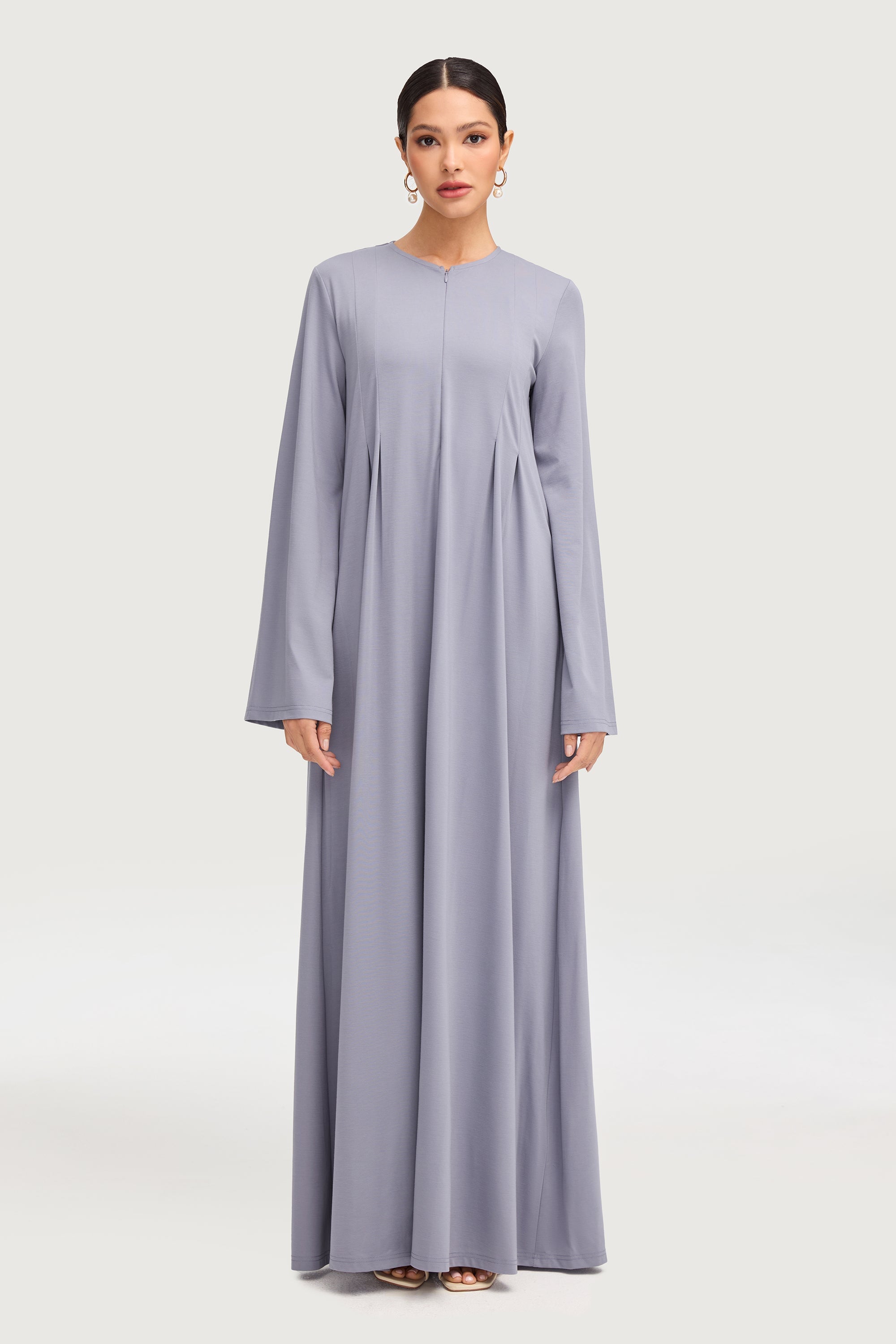 Basima Zip Front Abaya - Denim Abayas Veiled 