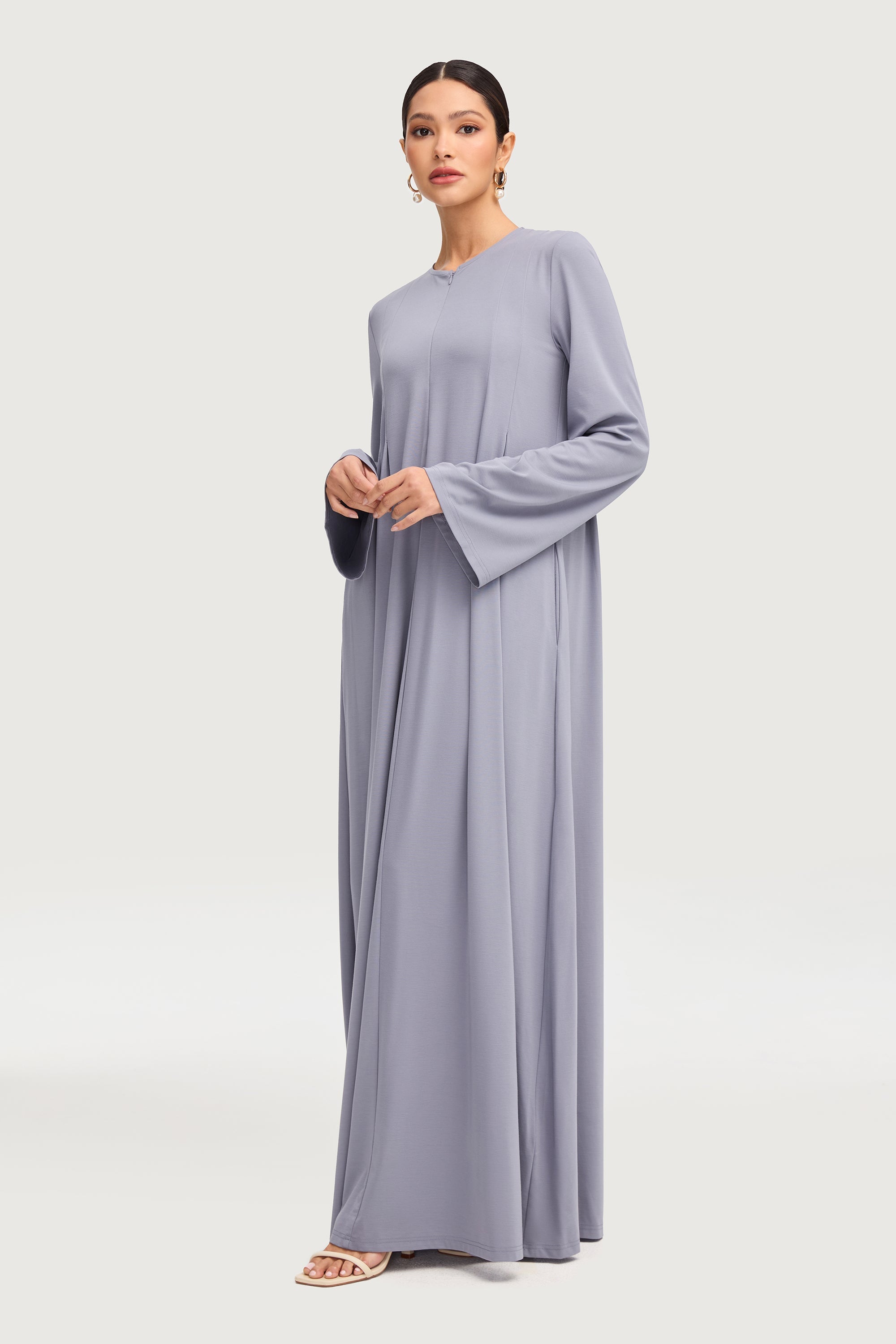 Basima Zip Front Abaya - Denim Abayas Veiled 