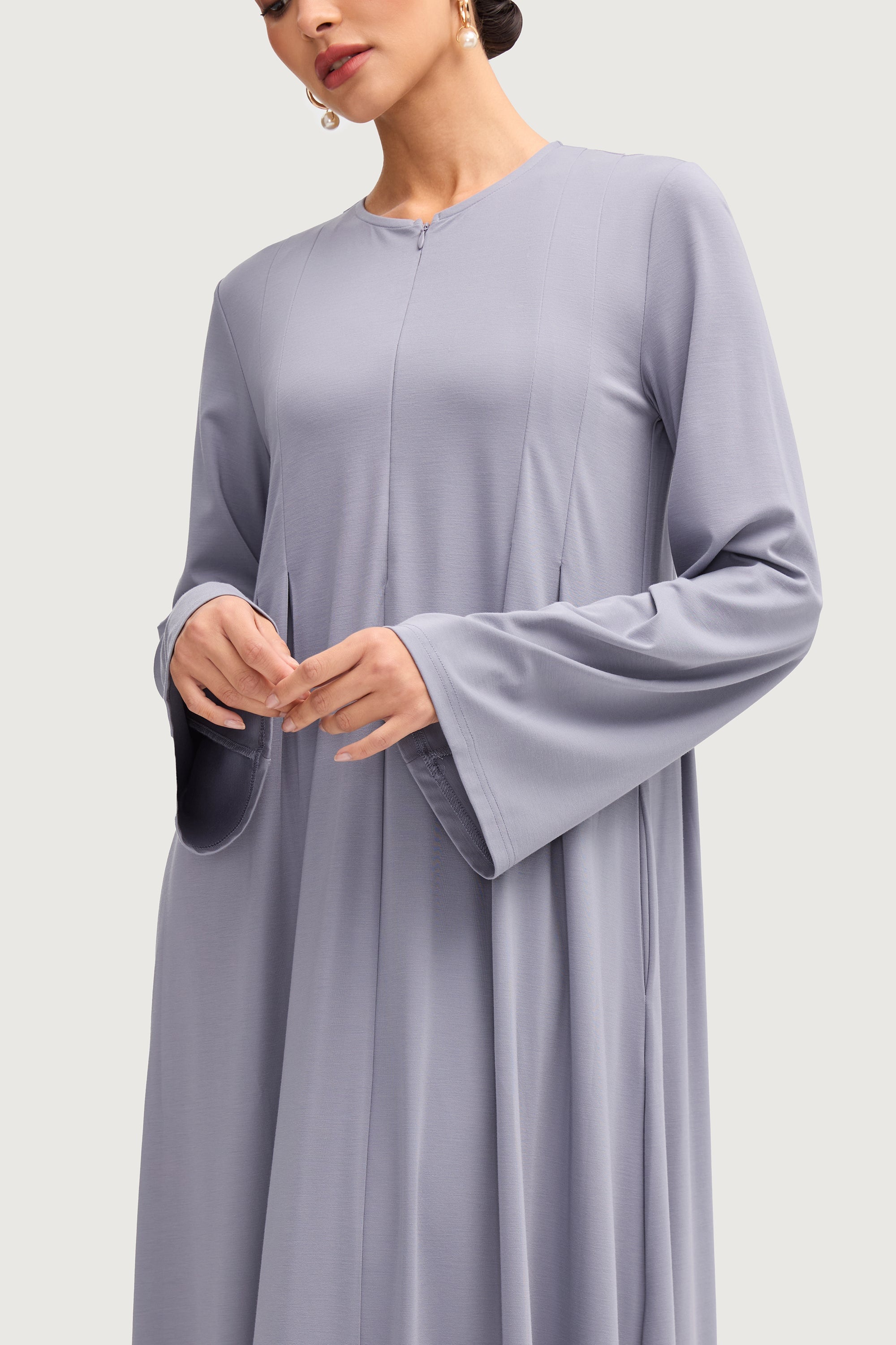 Basima Zip Front Abaya - Denim Abayas Veiled 