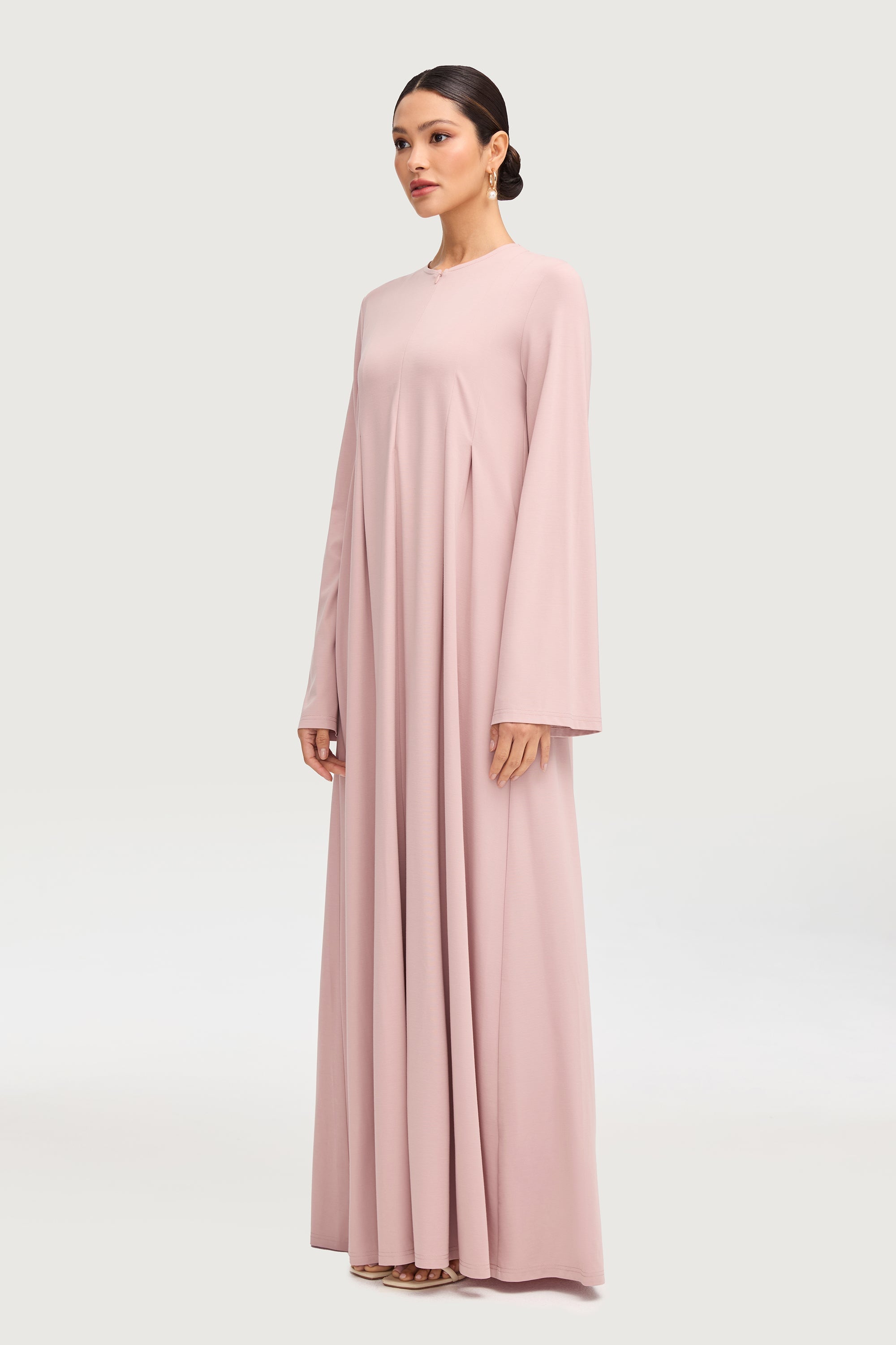 Basima Zip Front Abaya - Dusty Pink Abayas Veiled 