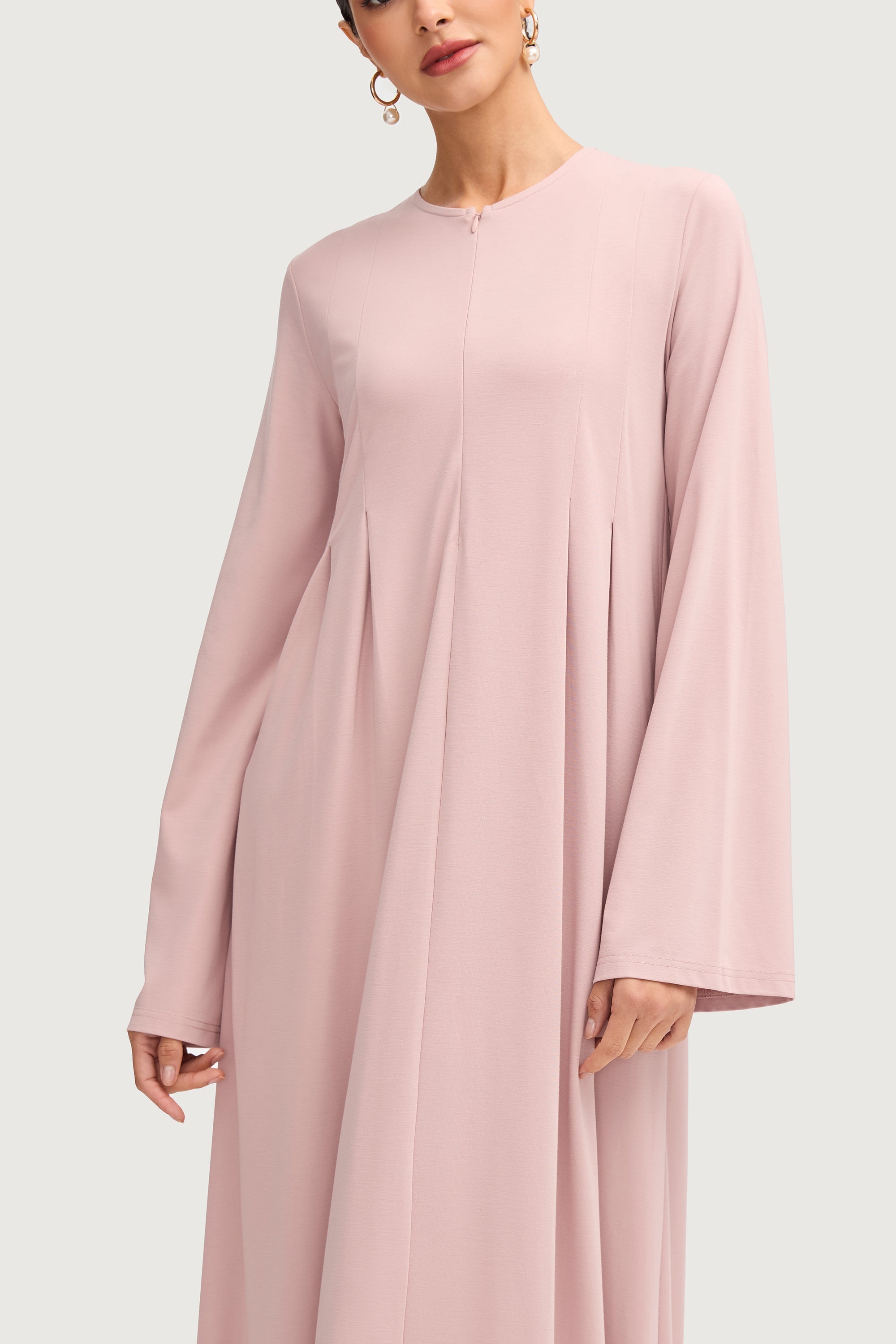 Basima Zip Front Abaya - Dusty Pink Abayas Veiled 