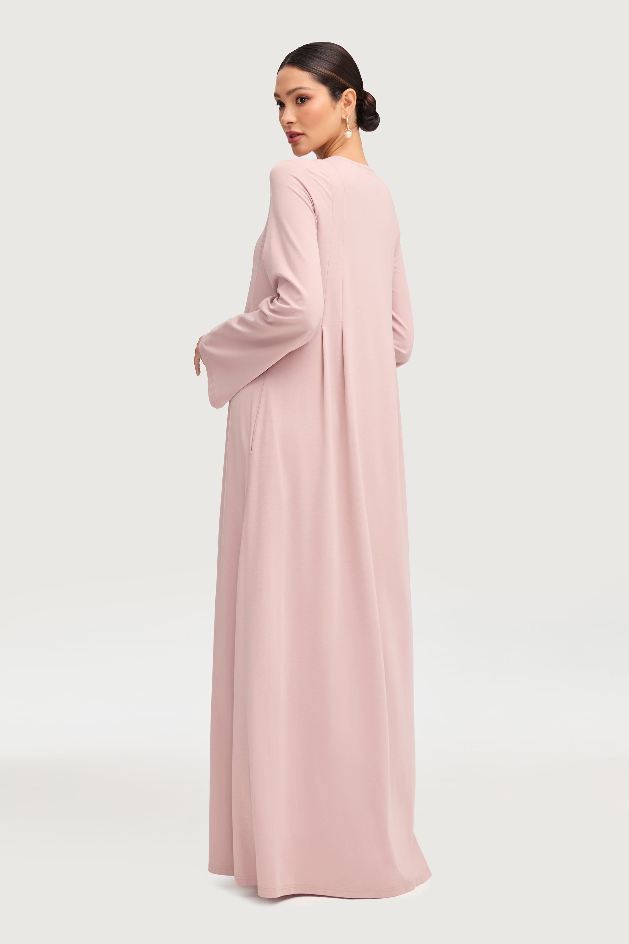 Basima Zip Front Abaya - Dusty Pink Abayas Veiled 