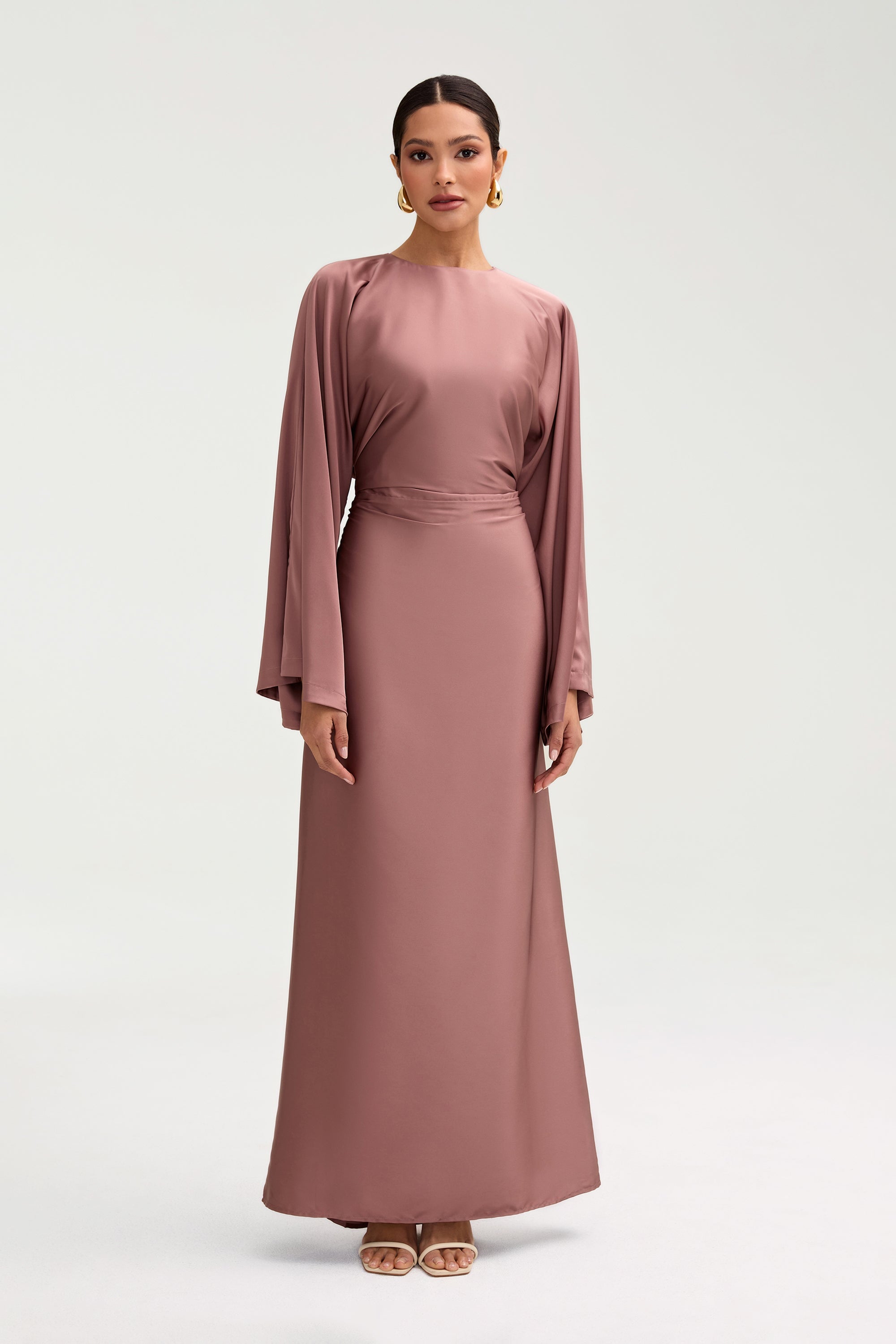 Mauve satin maxi dress best sale