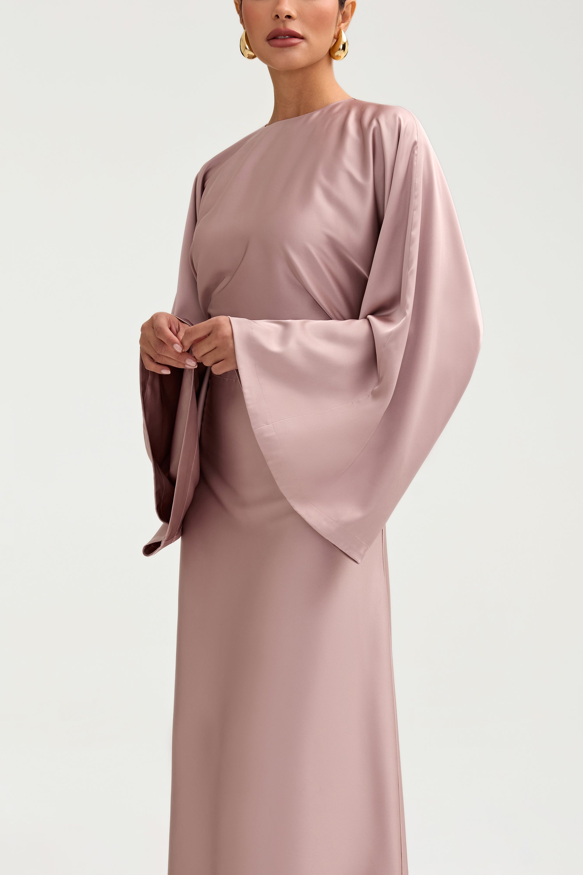 Batool Satin Maxi Dress - Mink Clothing Veiled 