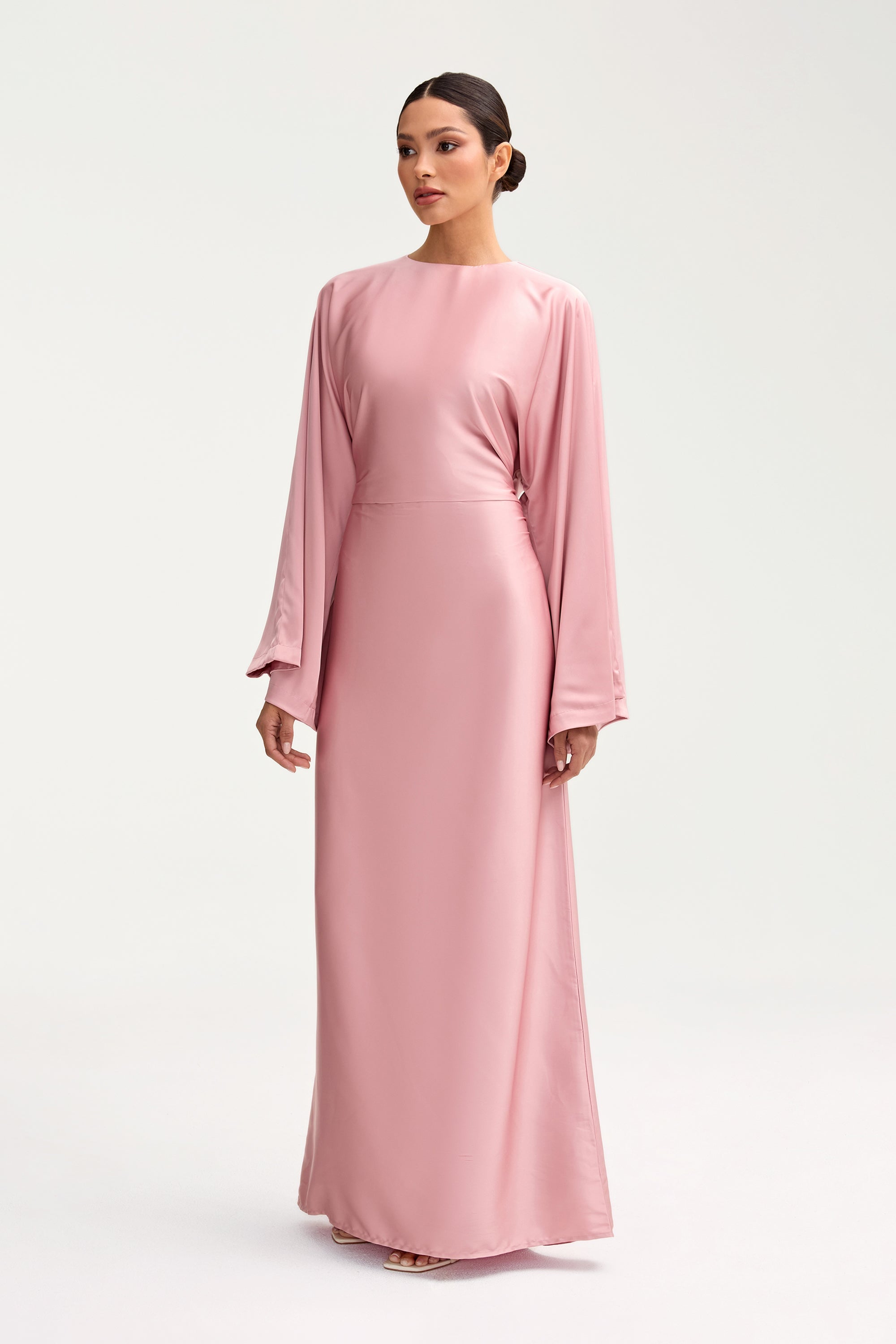 Batool Satin Maxi Dress - Pink Chai Clothing saigonodysseyhotel 