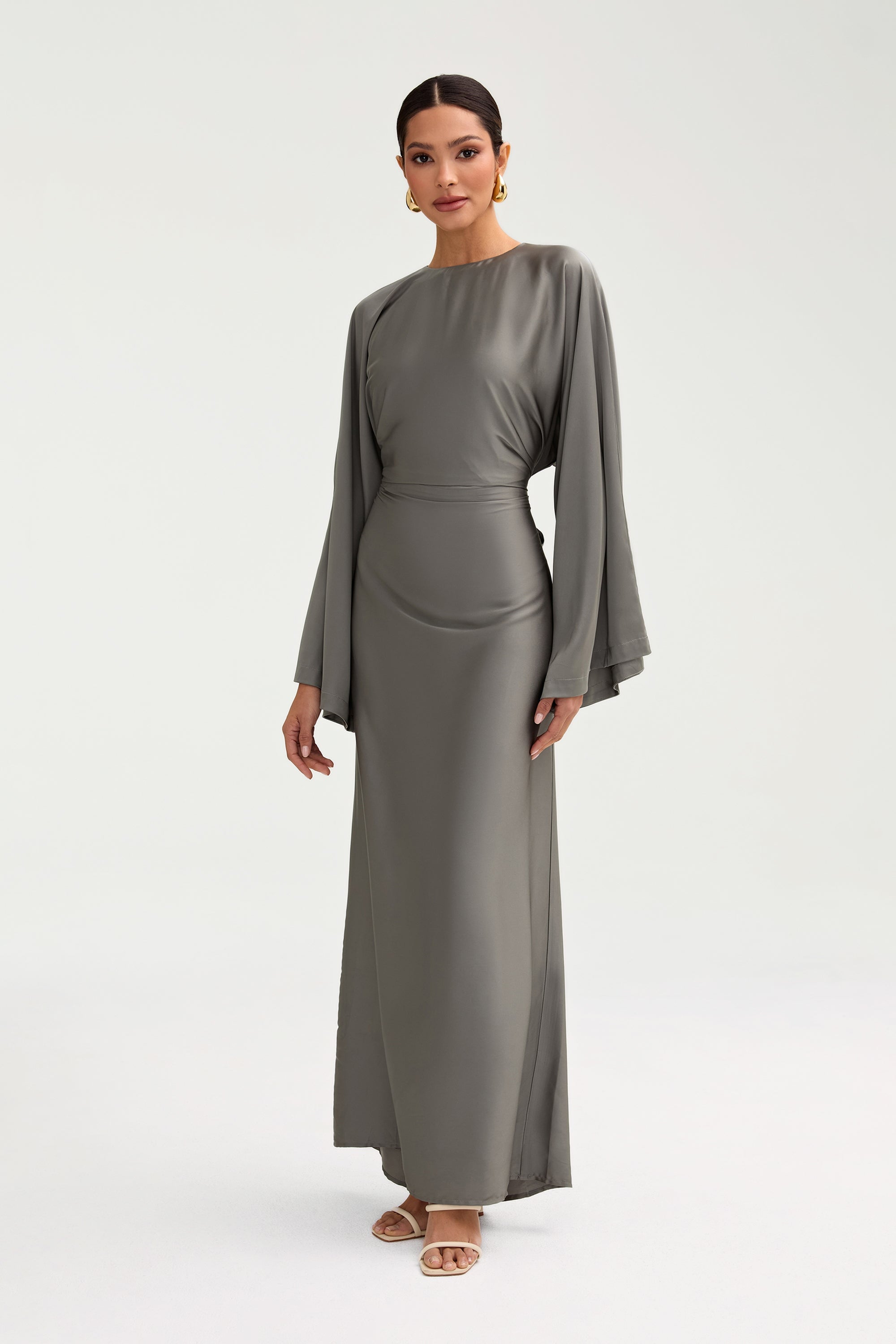 Batool Satin Maxi Dress - Sage