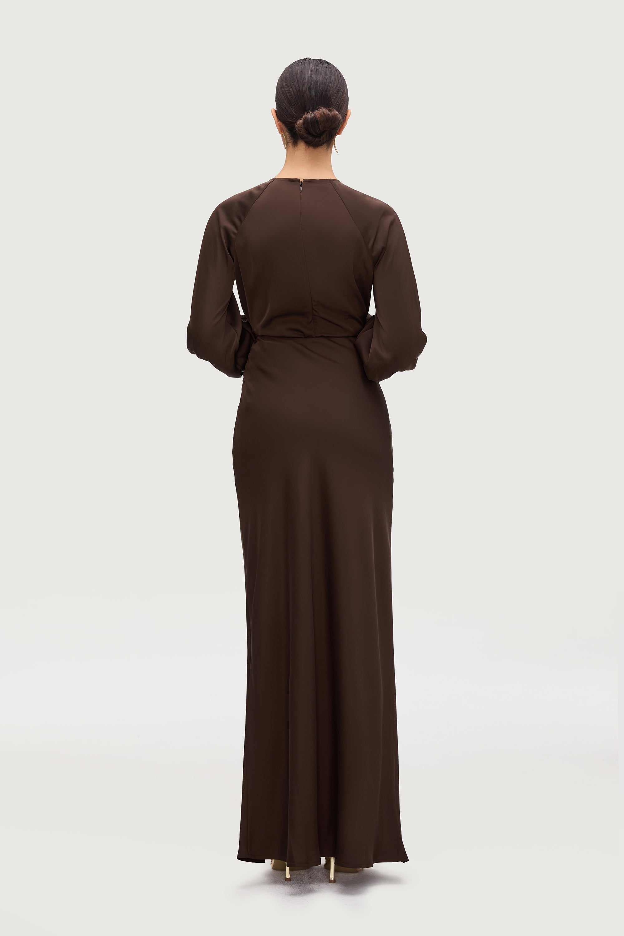 Bella Satin Maxi Skirt - Qahwah Bottoms Veiled Collection 