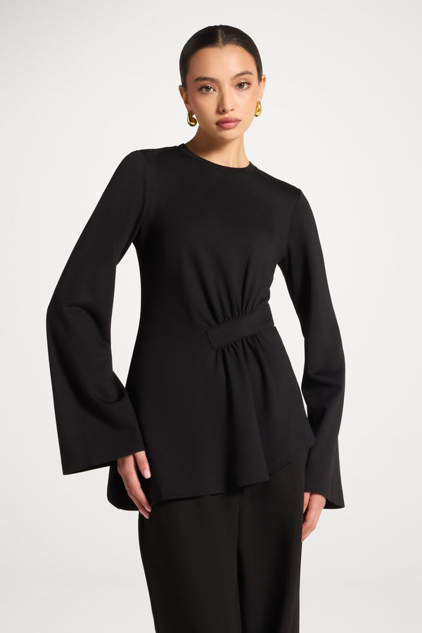 Black Asymmetric Top Abayas Veiled 